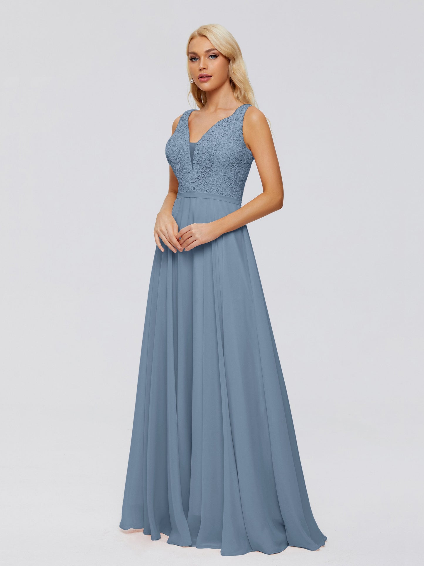 Eliza V Neck Straps Chiffon Bridesmaid Dresses