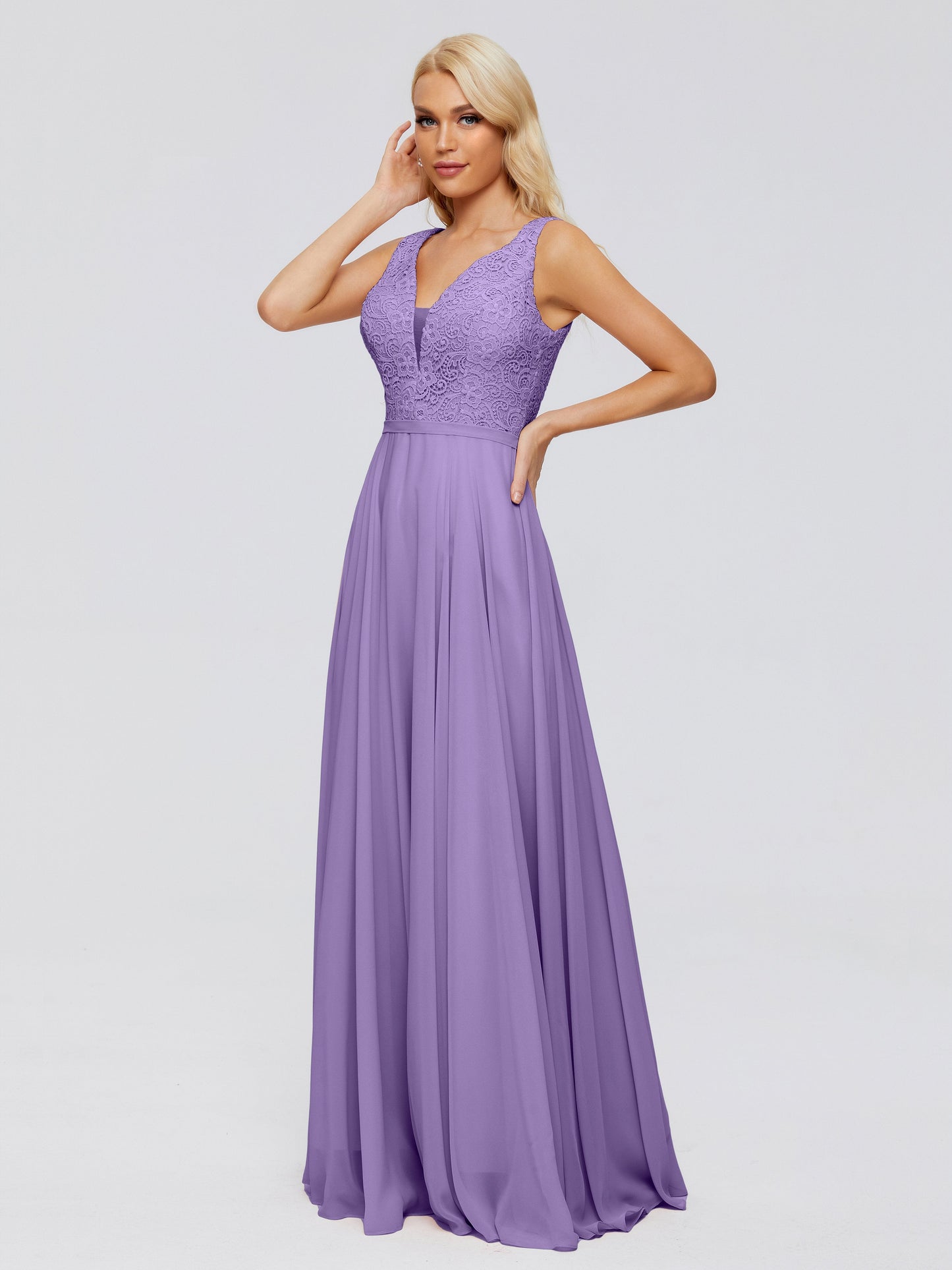Eliza V Neck Straps Chiffon Bridesmaid Dresses
