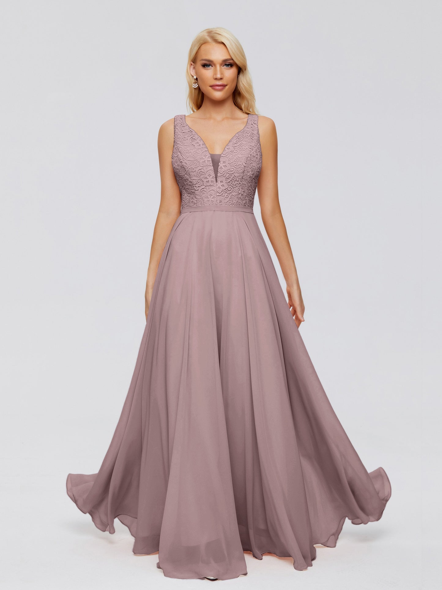 Eliza V Neck Straps Chiffon Bridesmaid Dresses