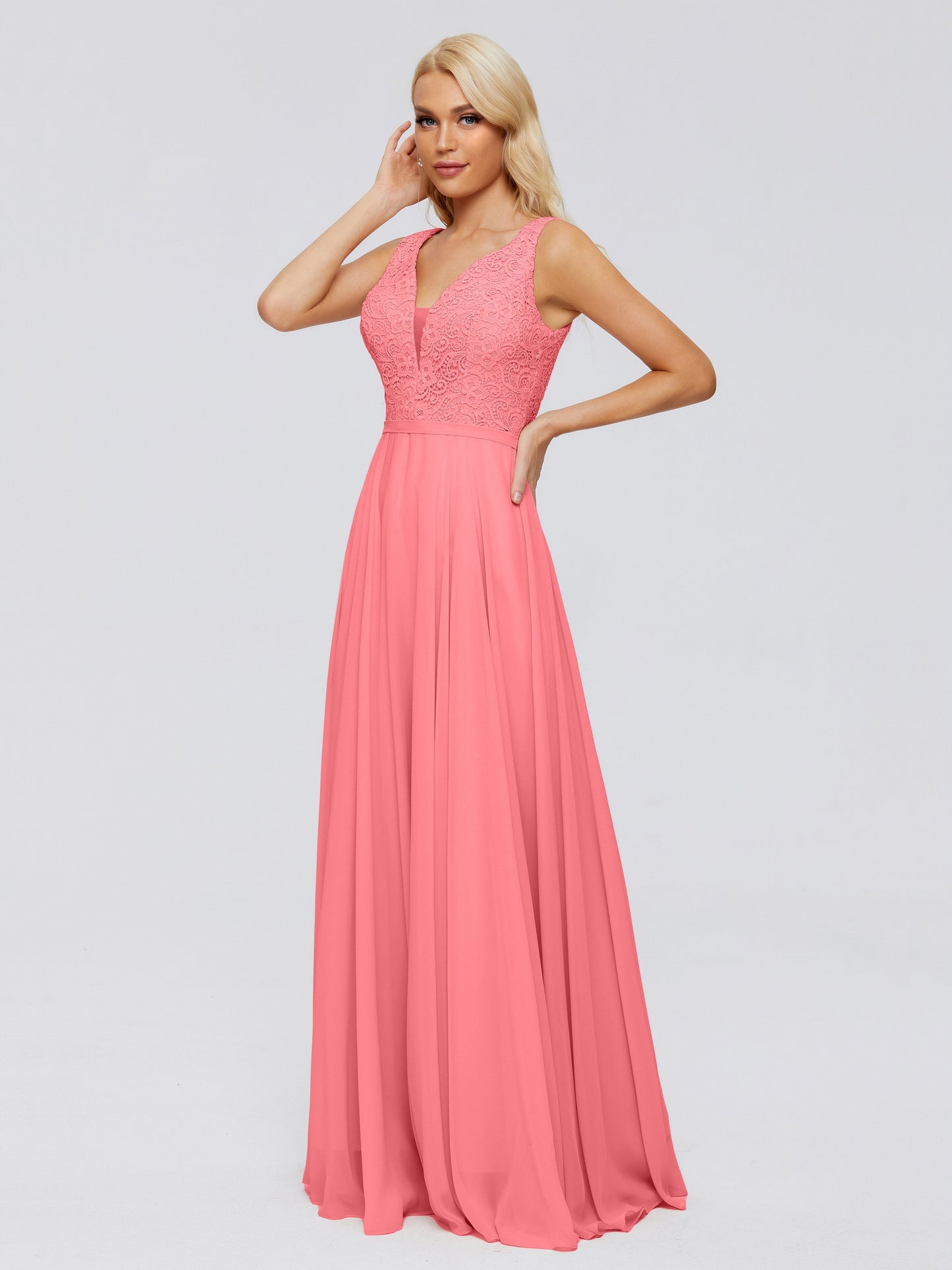 Eliza V Neck Straps Chiffon Bridesmaid Dresses