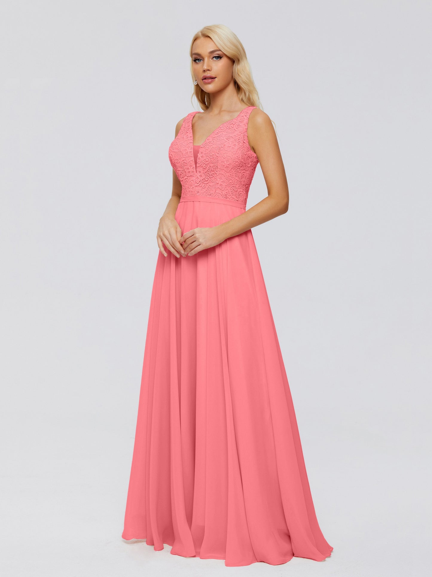 Eliza V Neck Straps Chiffon Bridesmaid Dresses