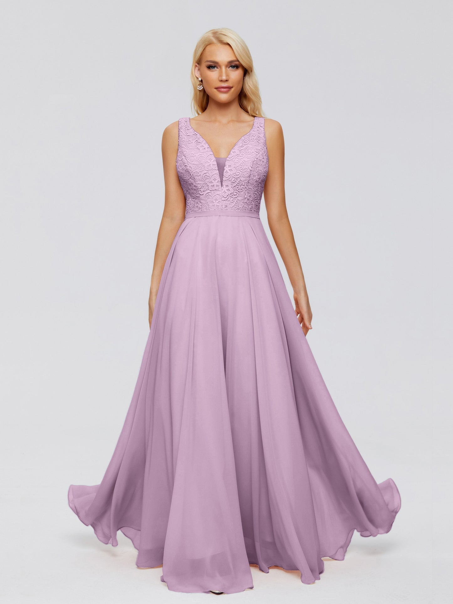 Eliza V Neck Straps Chiffon Bridesmaid Dresses