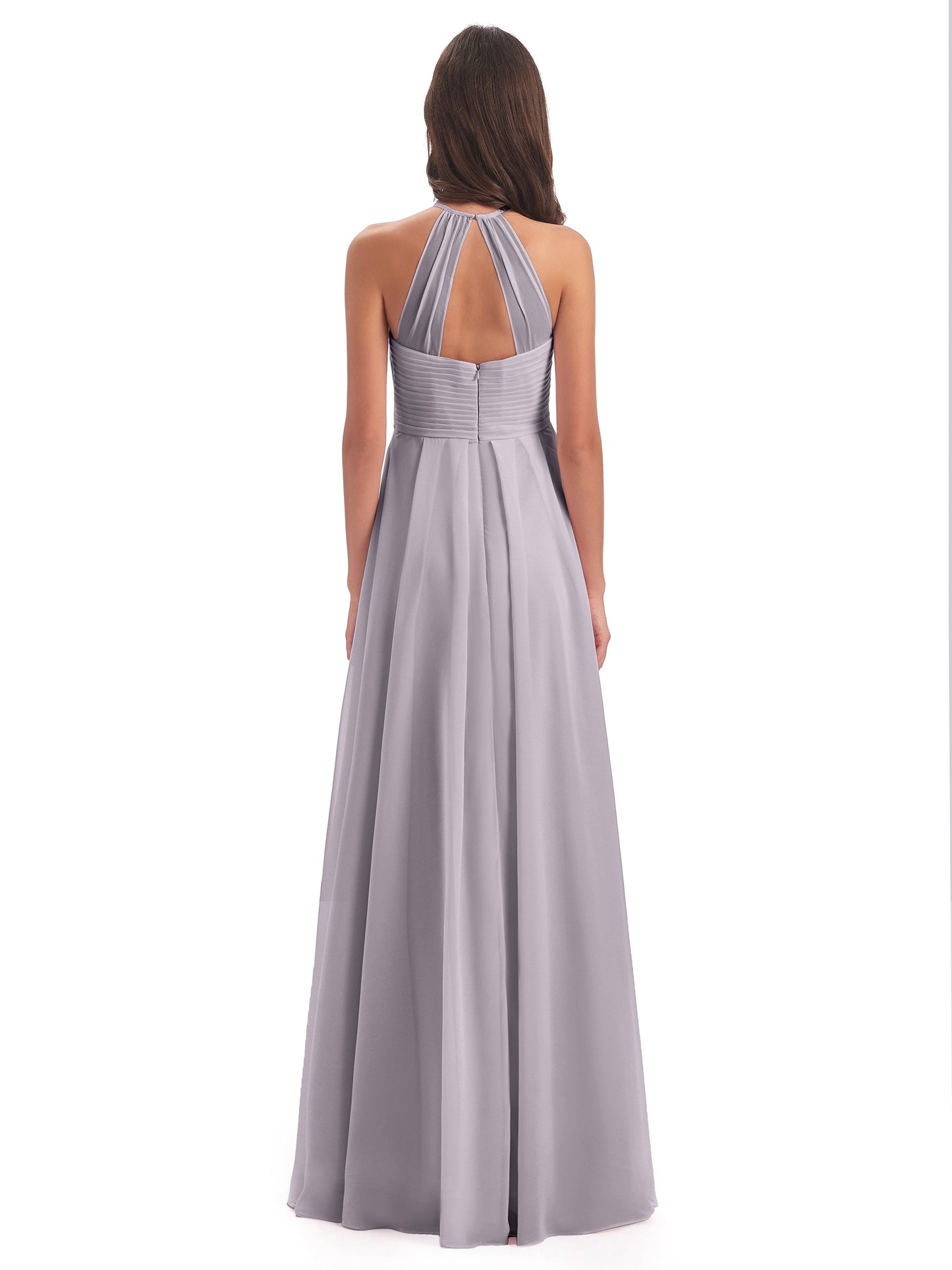 Ellison Floor Length Halter Keyhole Chiffon Bridesmaid Dresses