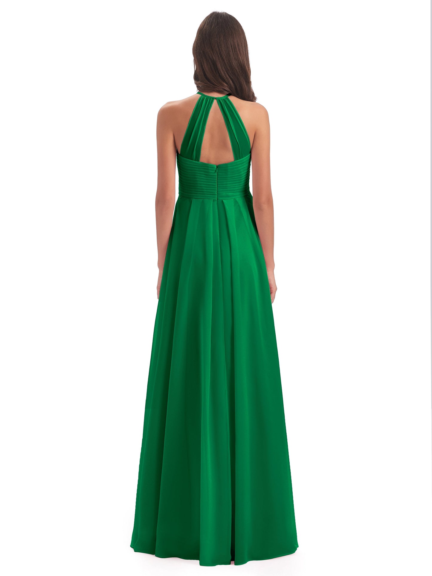 Ellison Floor Length Halter Keyhole Chiffon Bridesmaid Dresses