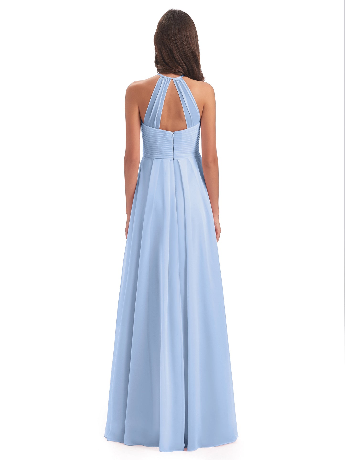 Ellison Floor Length Halter Keyhole Chiffon Bridesmaid Dresses
