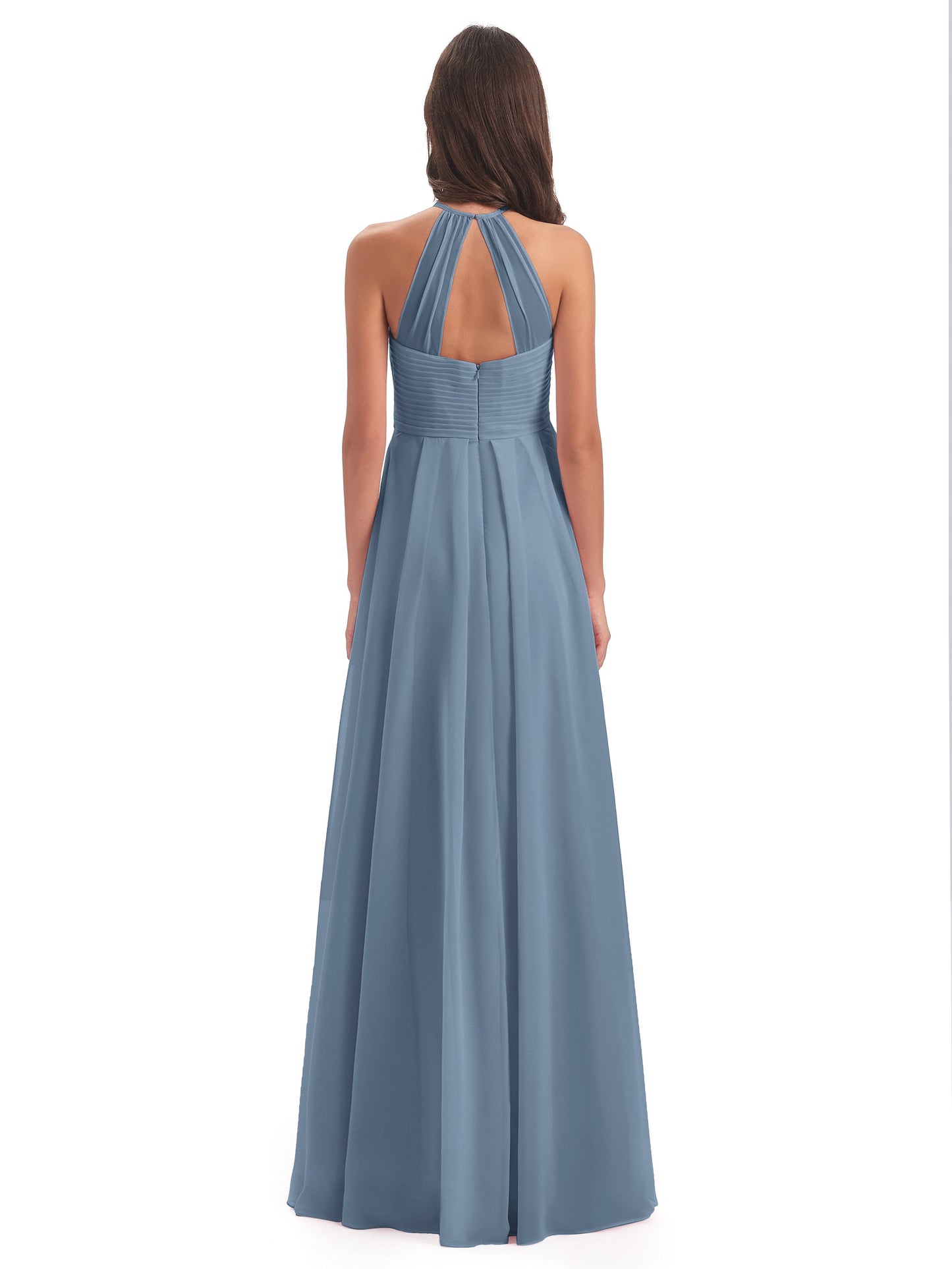 Ellison Floor Length Halter Keyhole Chiffon Bridesmaid Dresses
