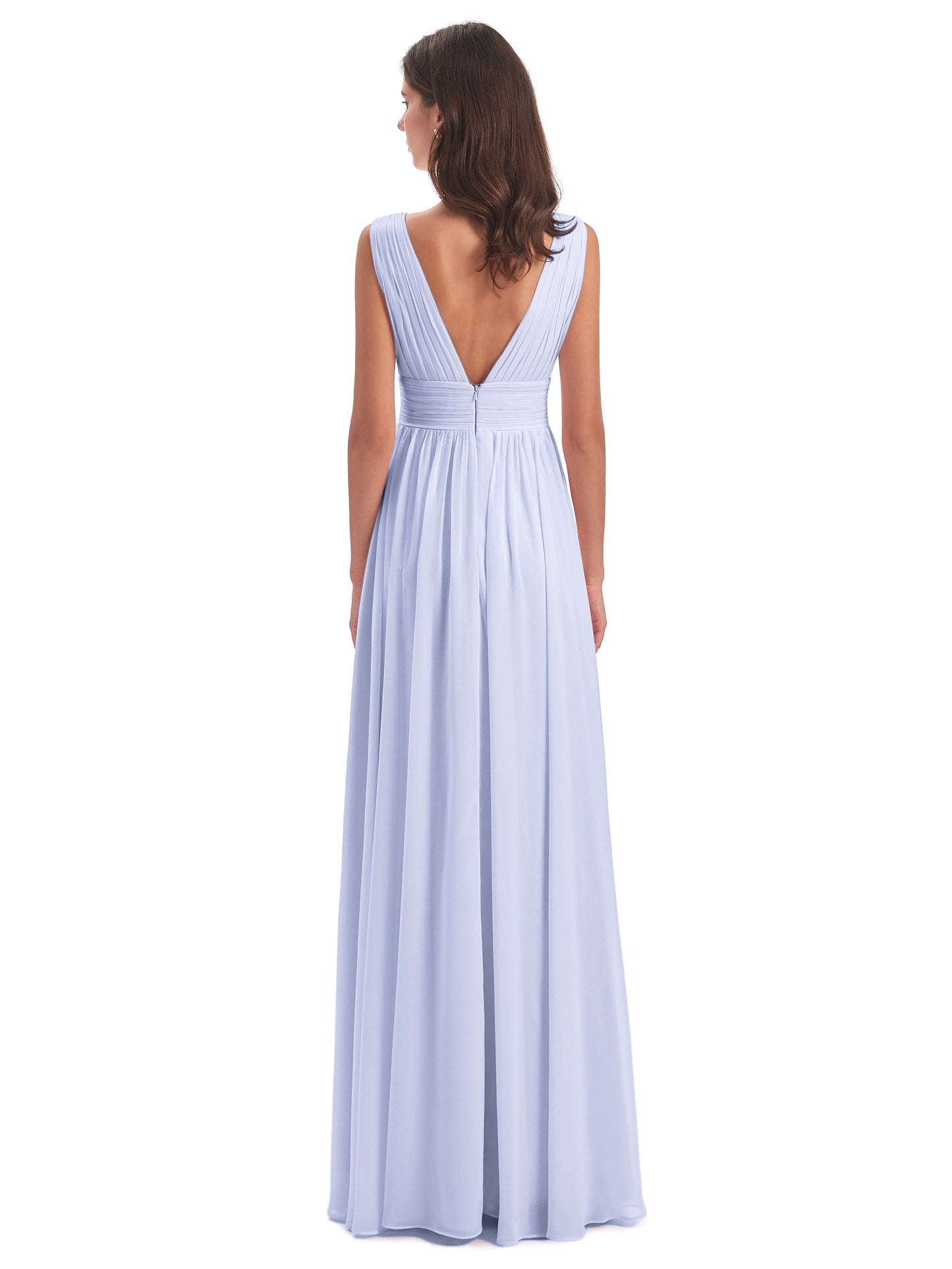 Emma Floor Length V Neck Split Chiffon Bridesmaid Dresses