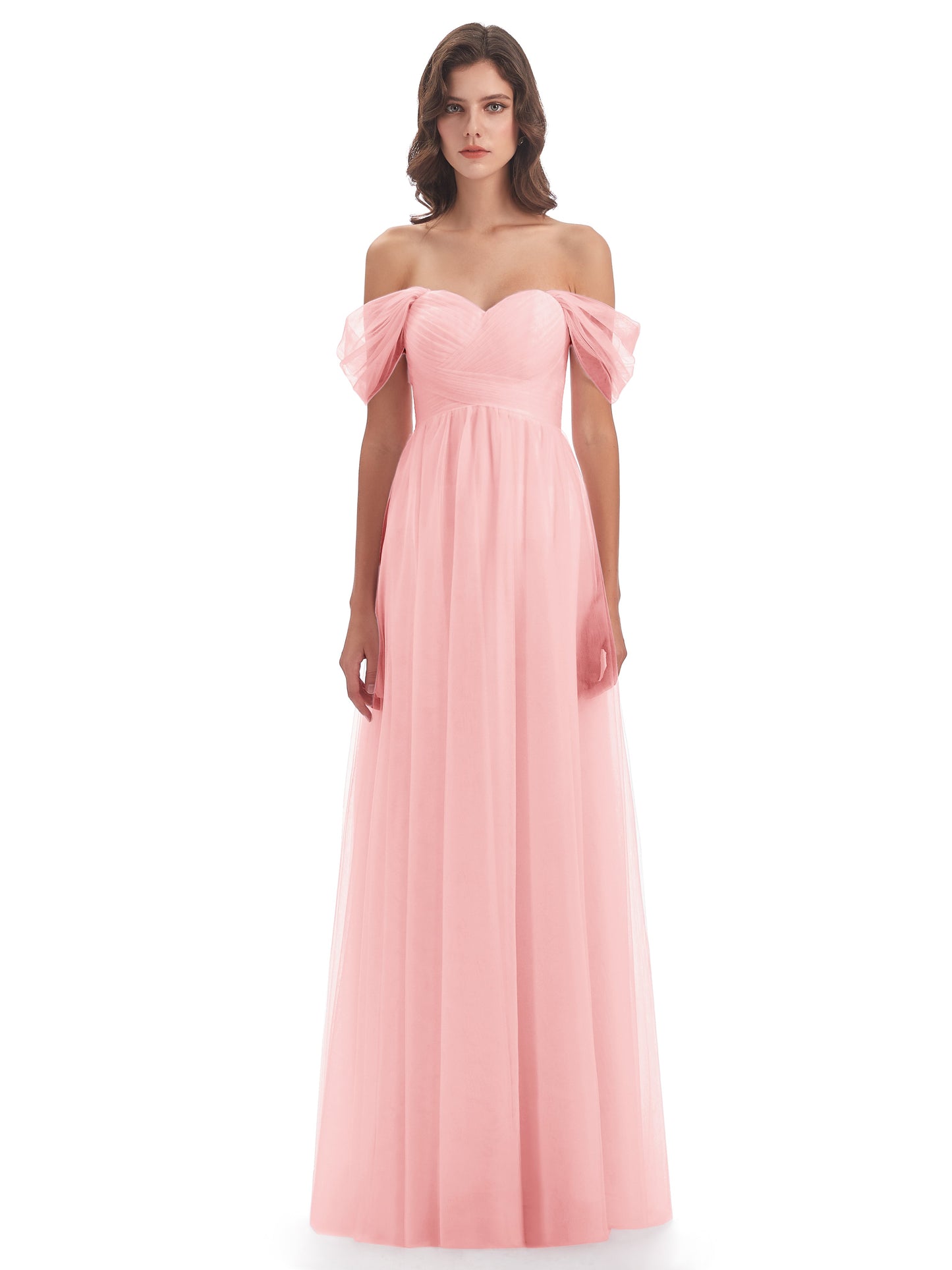 Evelyn Off The Shoulder Tulle Long Bridesmaid Dresses