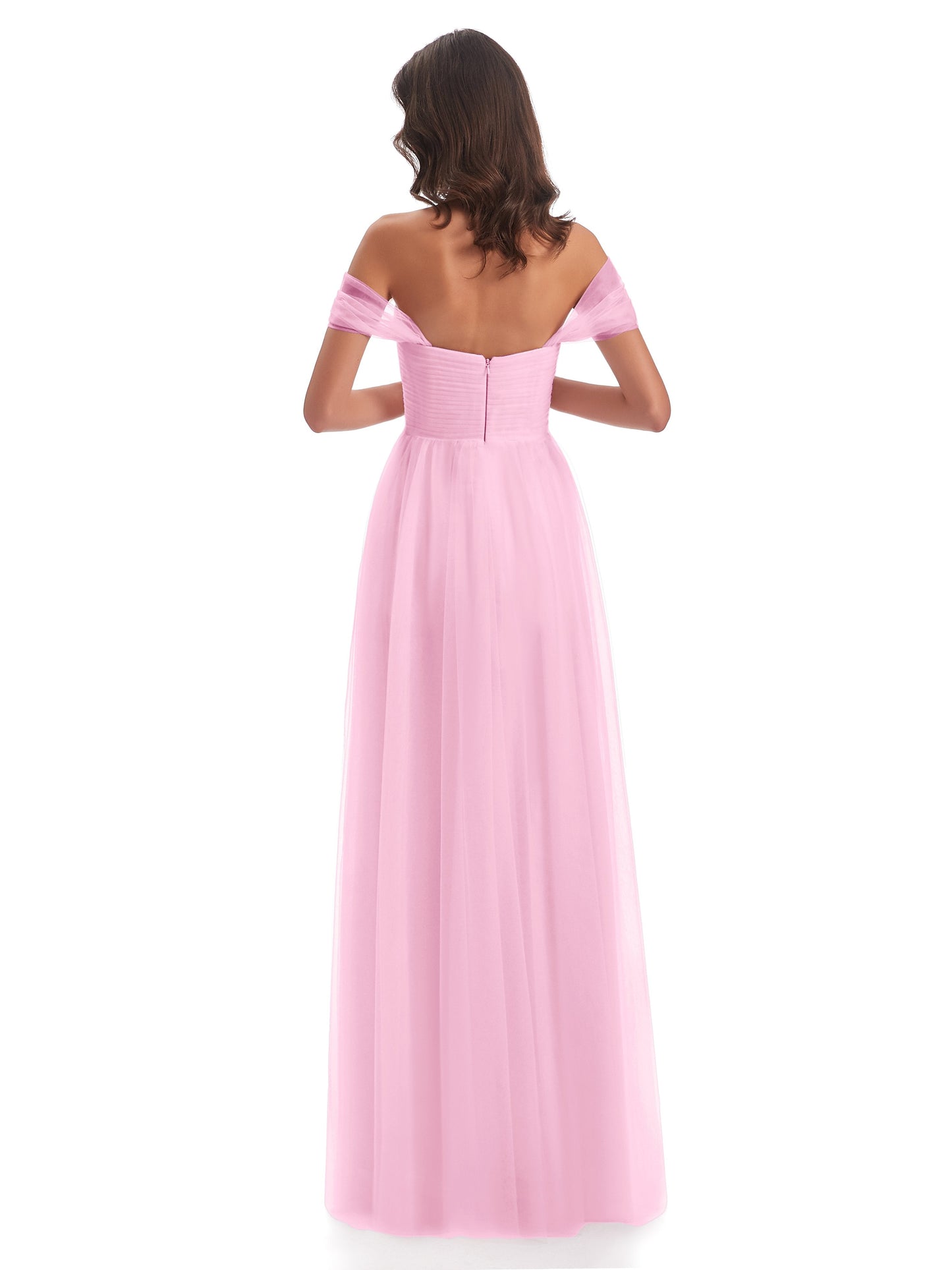 Evelyn Off The Shoulder Tulle Long Bridesmaid Dresses