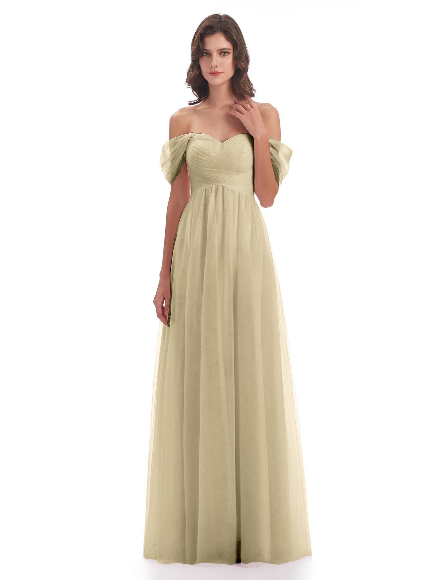 Evelyn Off The Shoulder Tulle Long Bridesmaid Dresses