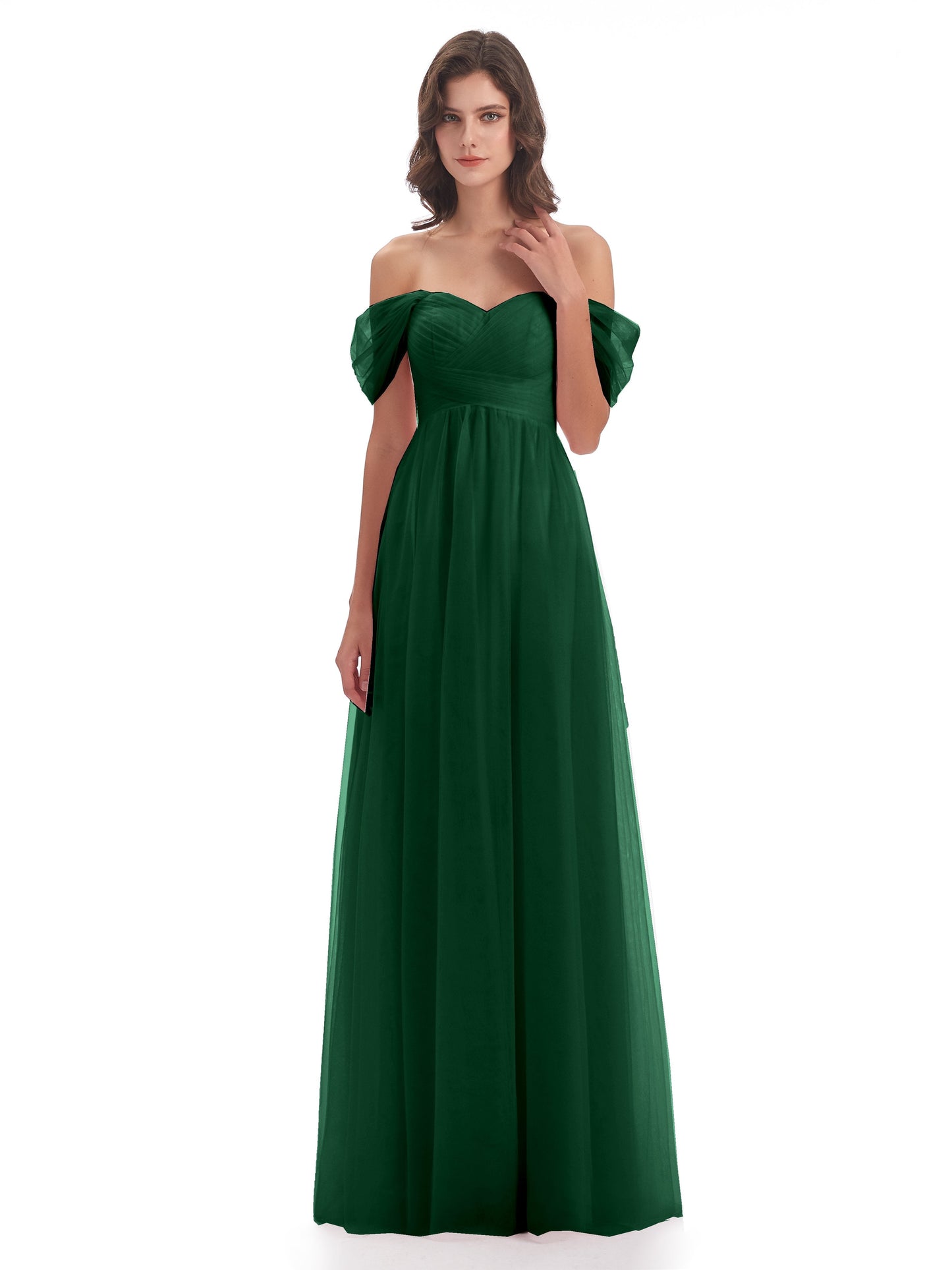 Evelyn Off The Shoulder Tulle Long Bridesmaid Dresses