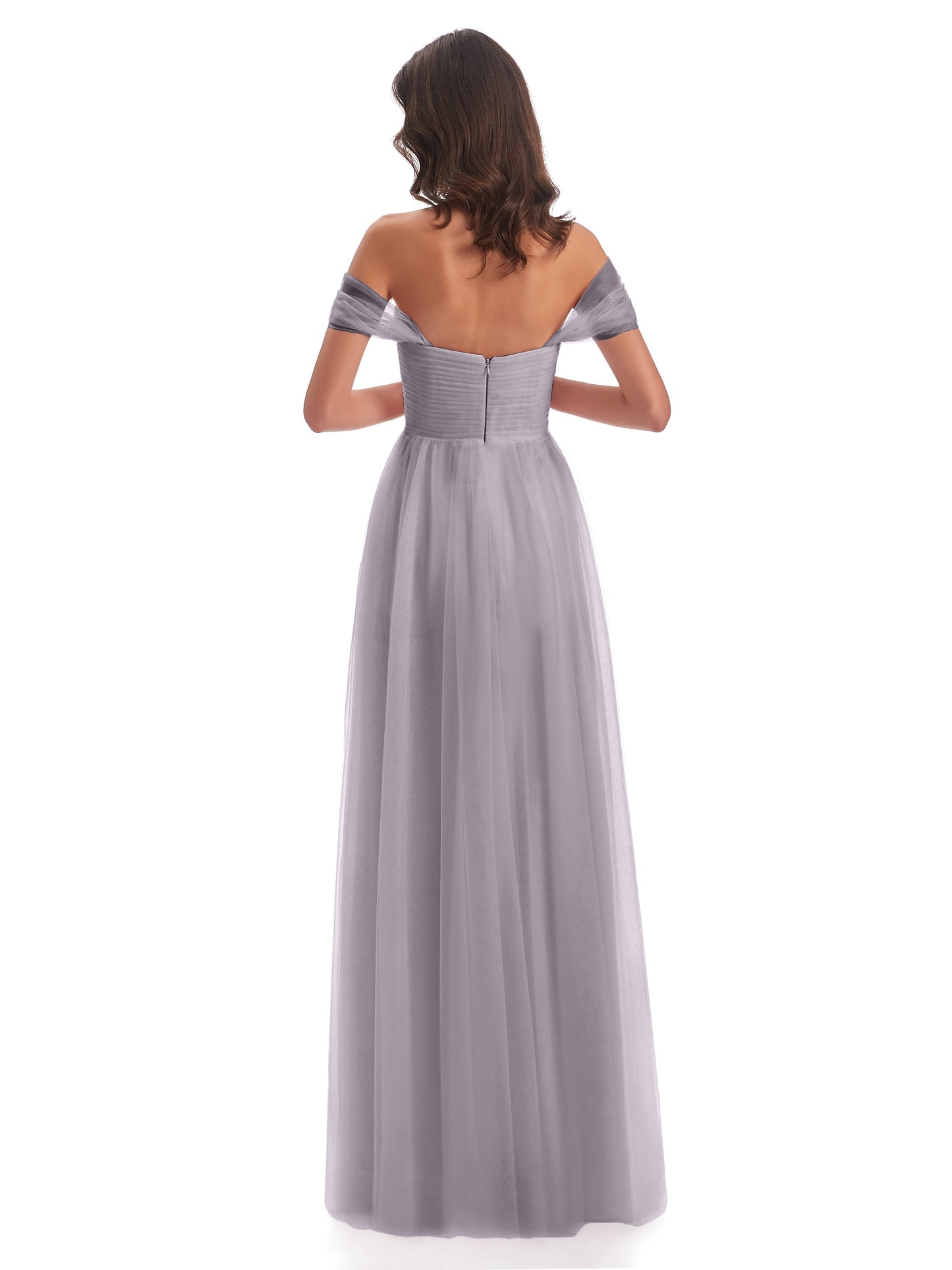 Evelyn Off The Shoulder Tulle Long Bridesmaid Dresses