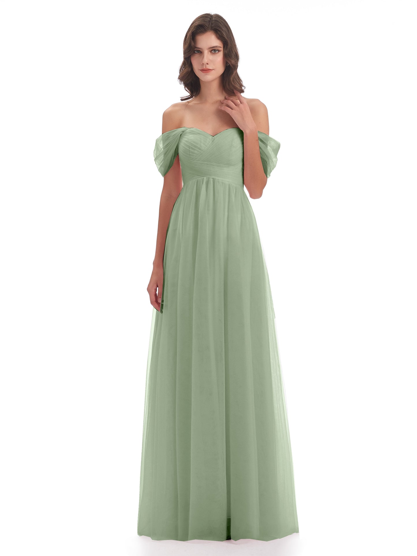 Evelyn Off The Shoulder Tulle Long Bridesmaid Dresses