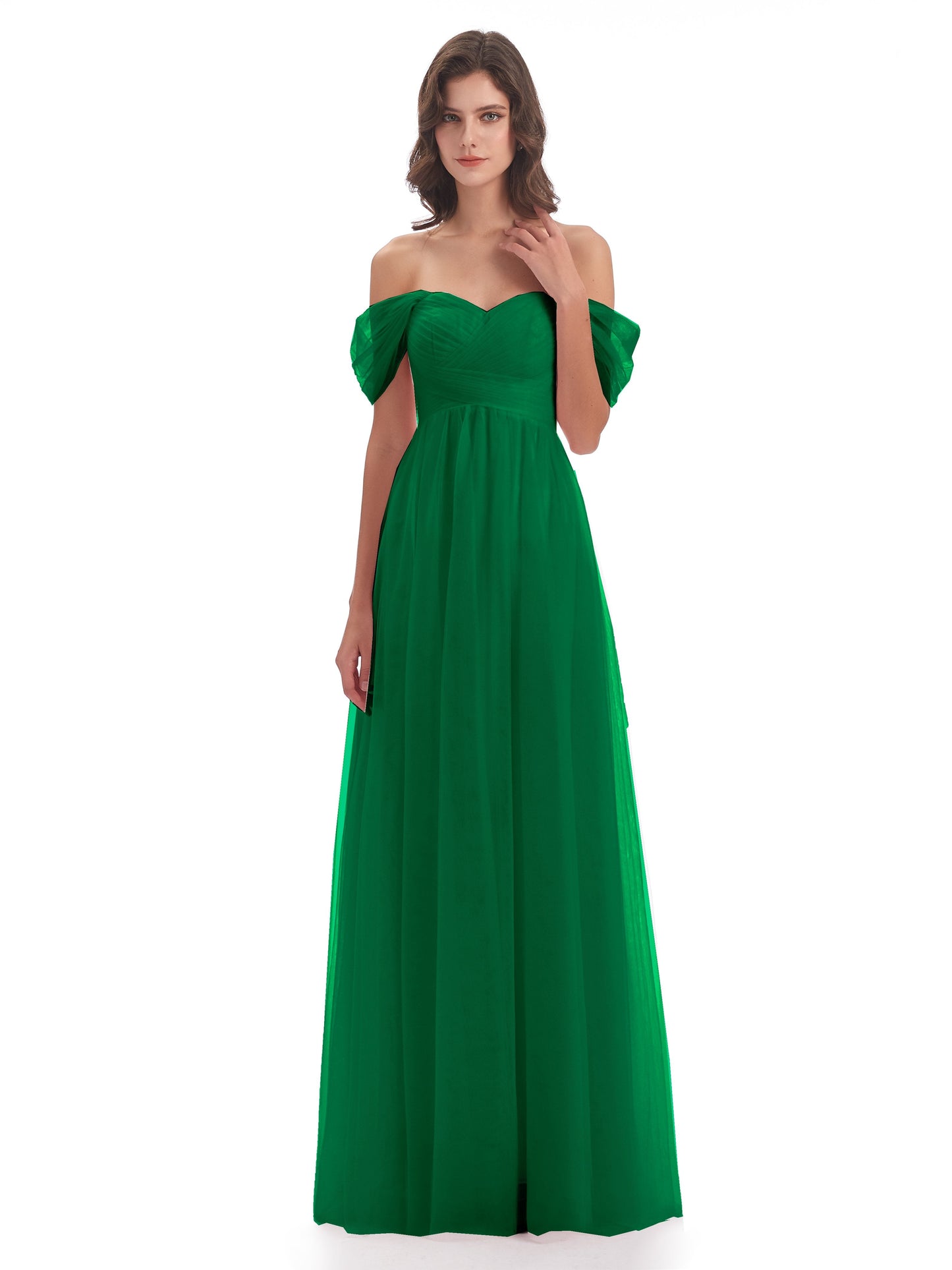 Evelyn Off The Shoulder Tulle Long Bridesmaid Dresses