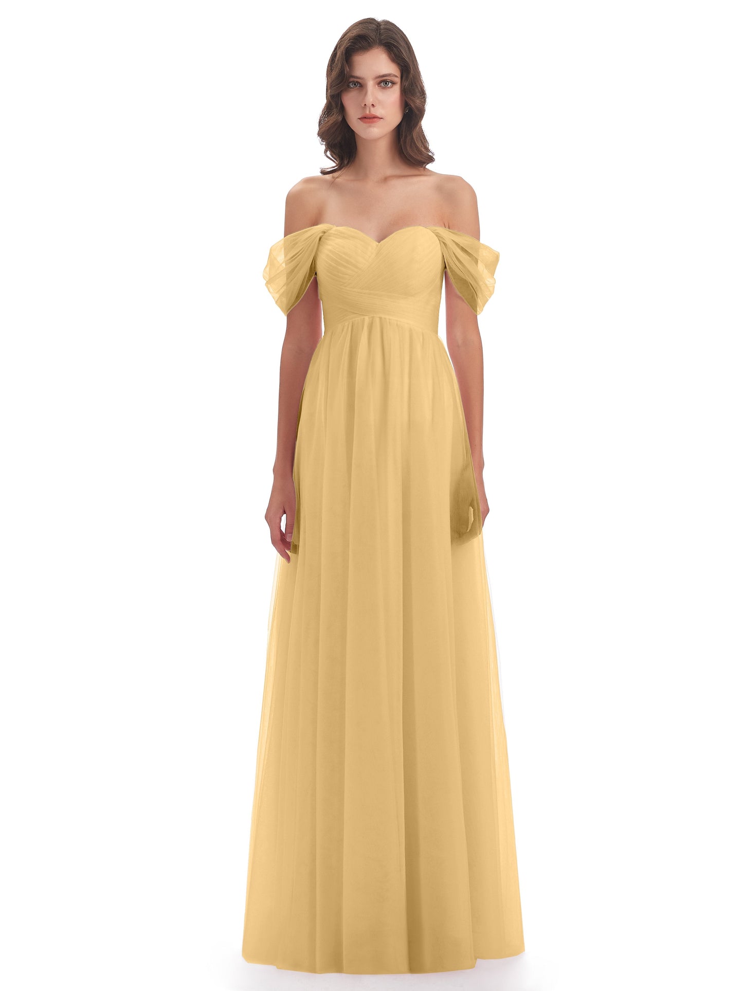 Evelyn Off The Shoulder Tulle Long Bridesmaid Dresses