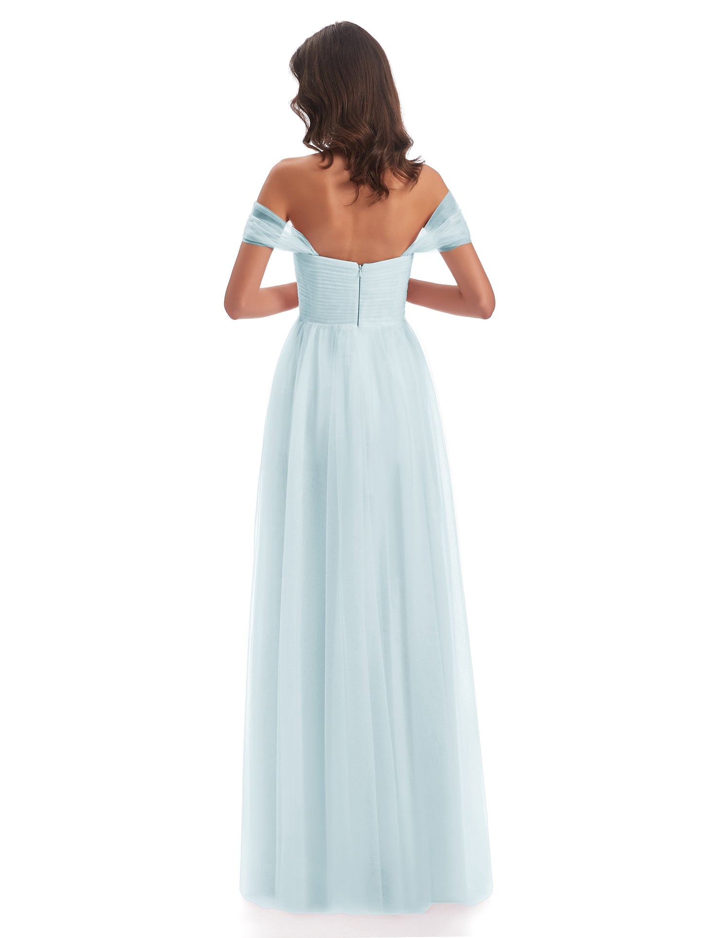 Evelyn Off The Shoulder Tulle Long Bridesmaid Dresses