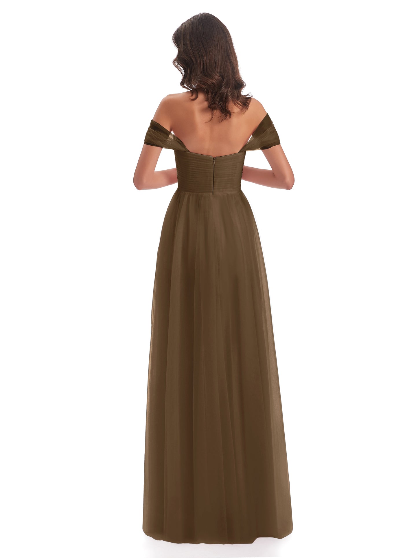 Evelyn Off The Shoulder Tulle Long Bridesmaid Dresses