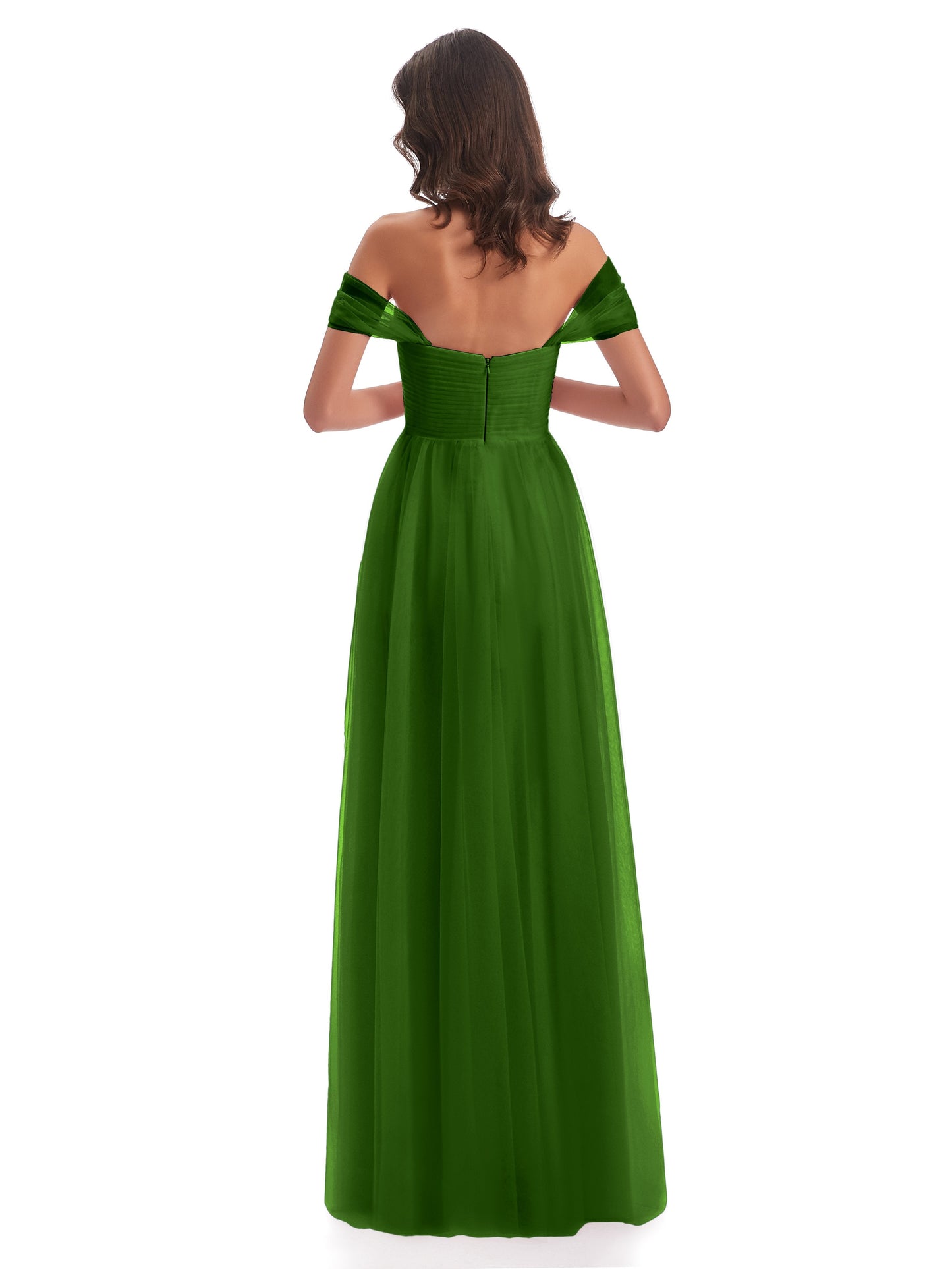 Evelyn Off The Shoulder Tulle Long Bridesmaid Dresses
