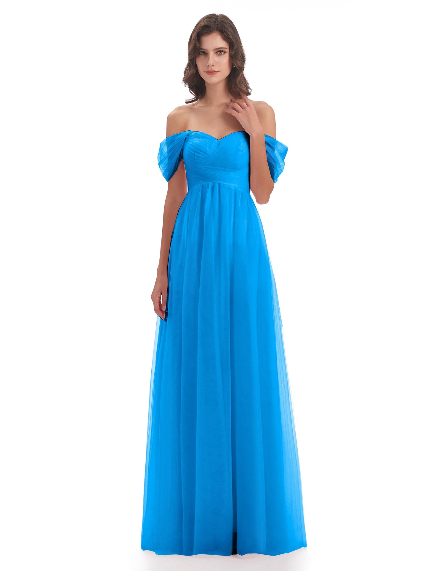 Evelyn Off The Shoulder Tulle Long Bridesmaid Dresses