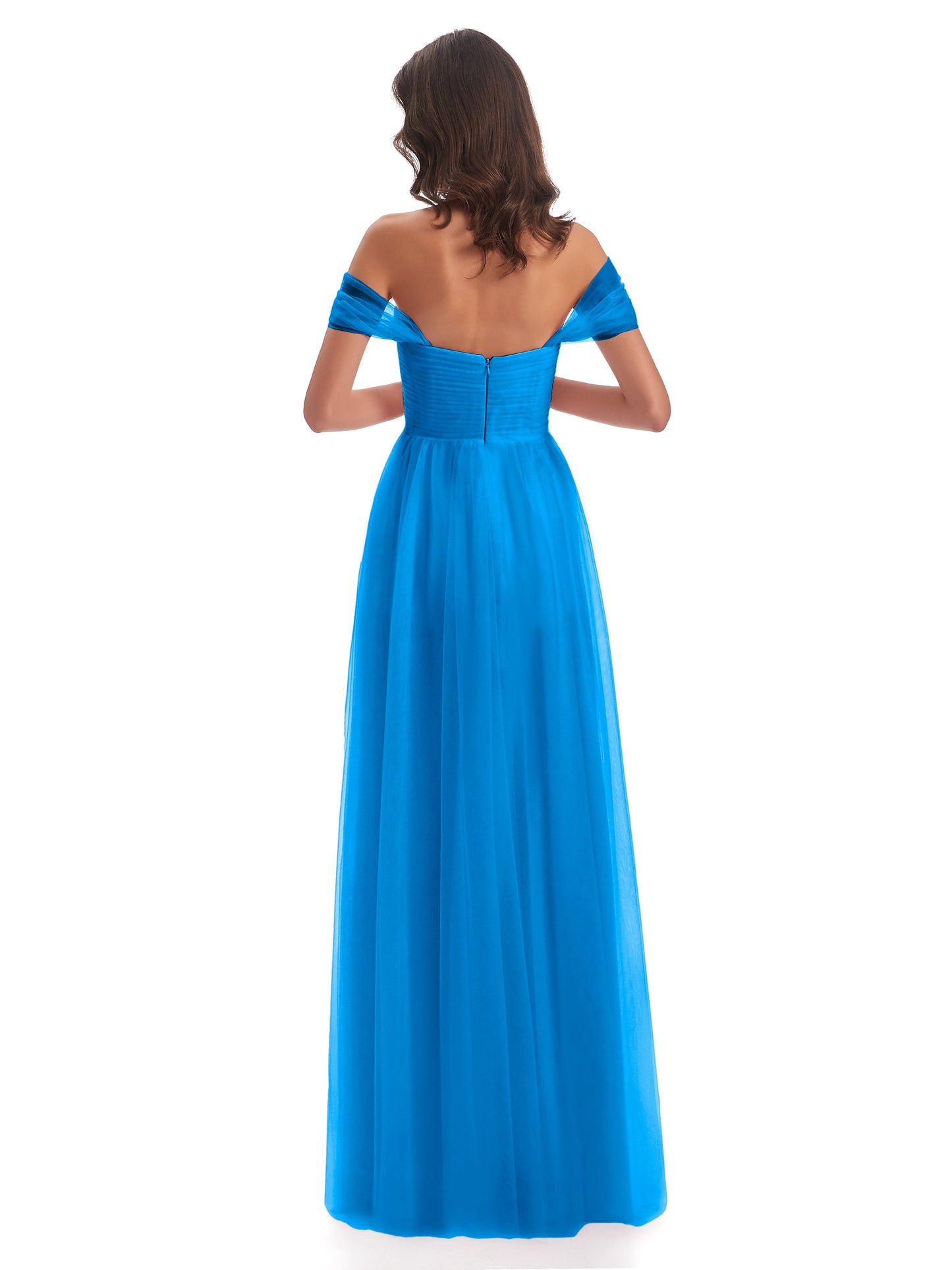 Evelyn Off The Shoulder Tulle Long Bridesmaid Dresses