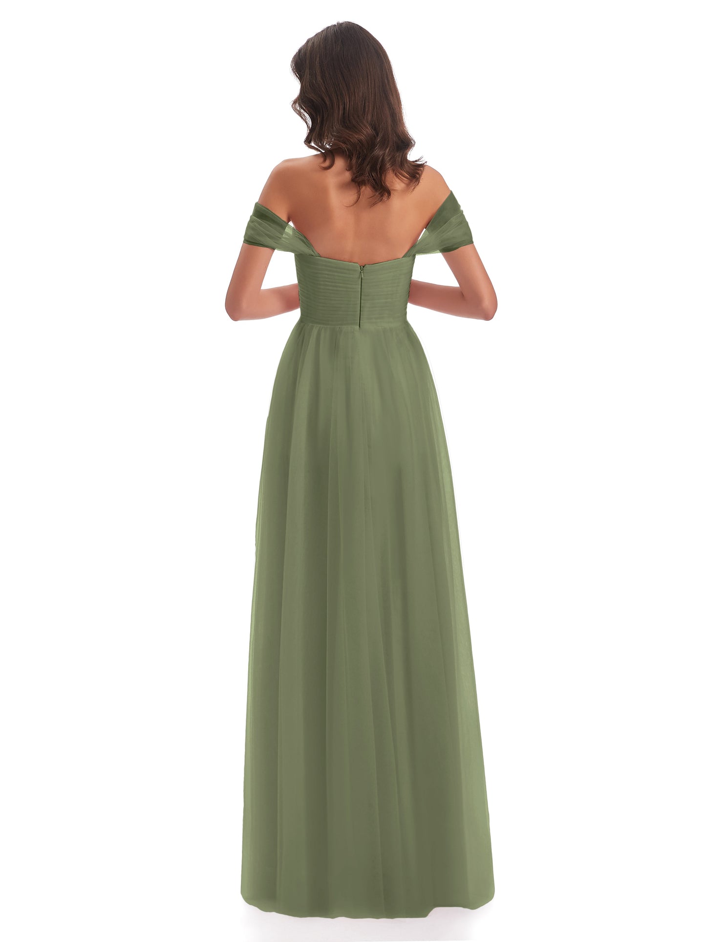 Evelyn Off The Shoulder Tulle Long Bridesmaid Dresses