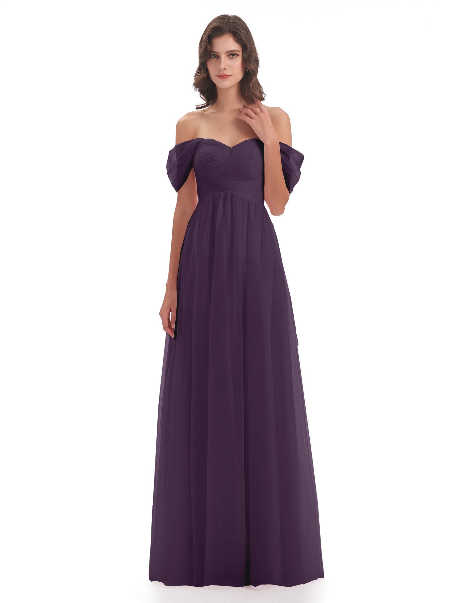 Evelyn Off The Shoulder Tulle Long Bridesmaid Dresses