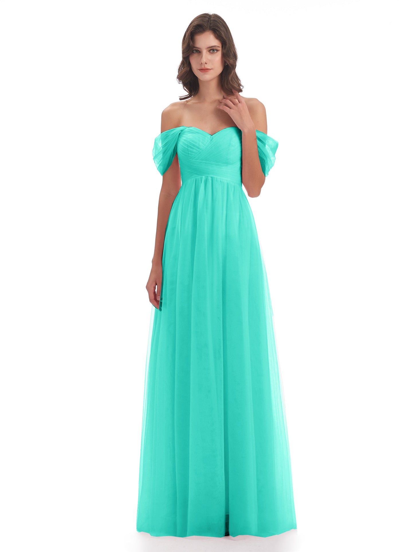 Evelyn Off The Shoulder Tulle Long Bridesmaid Dresses