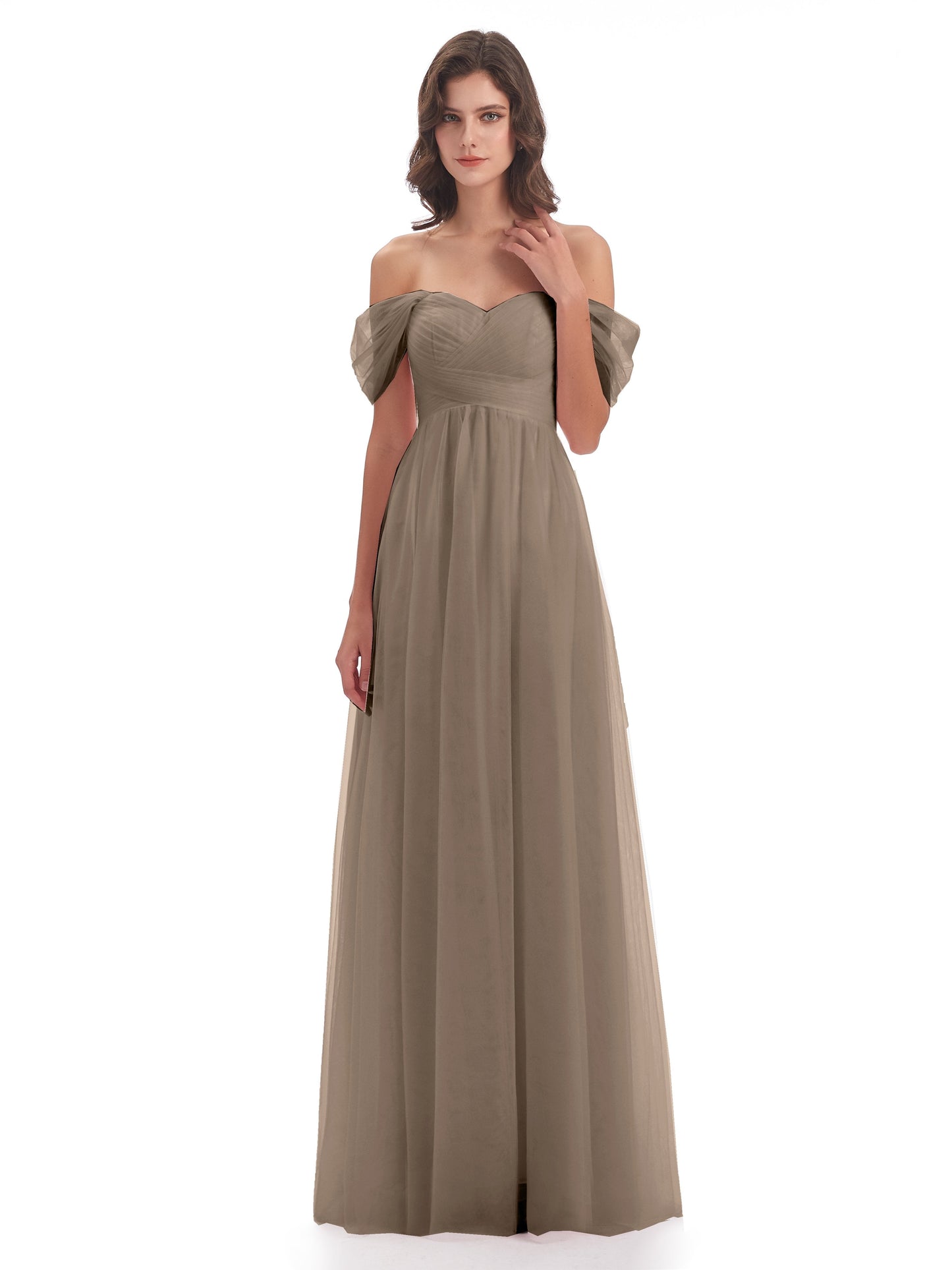Evelyn Off The Shoulder Tulle Long Bridesmaid Dresses