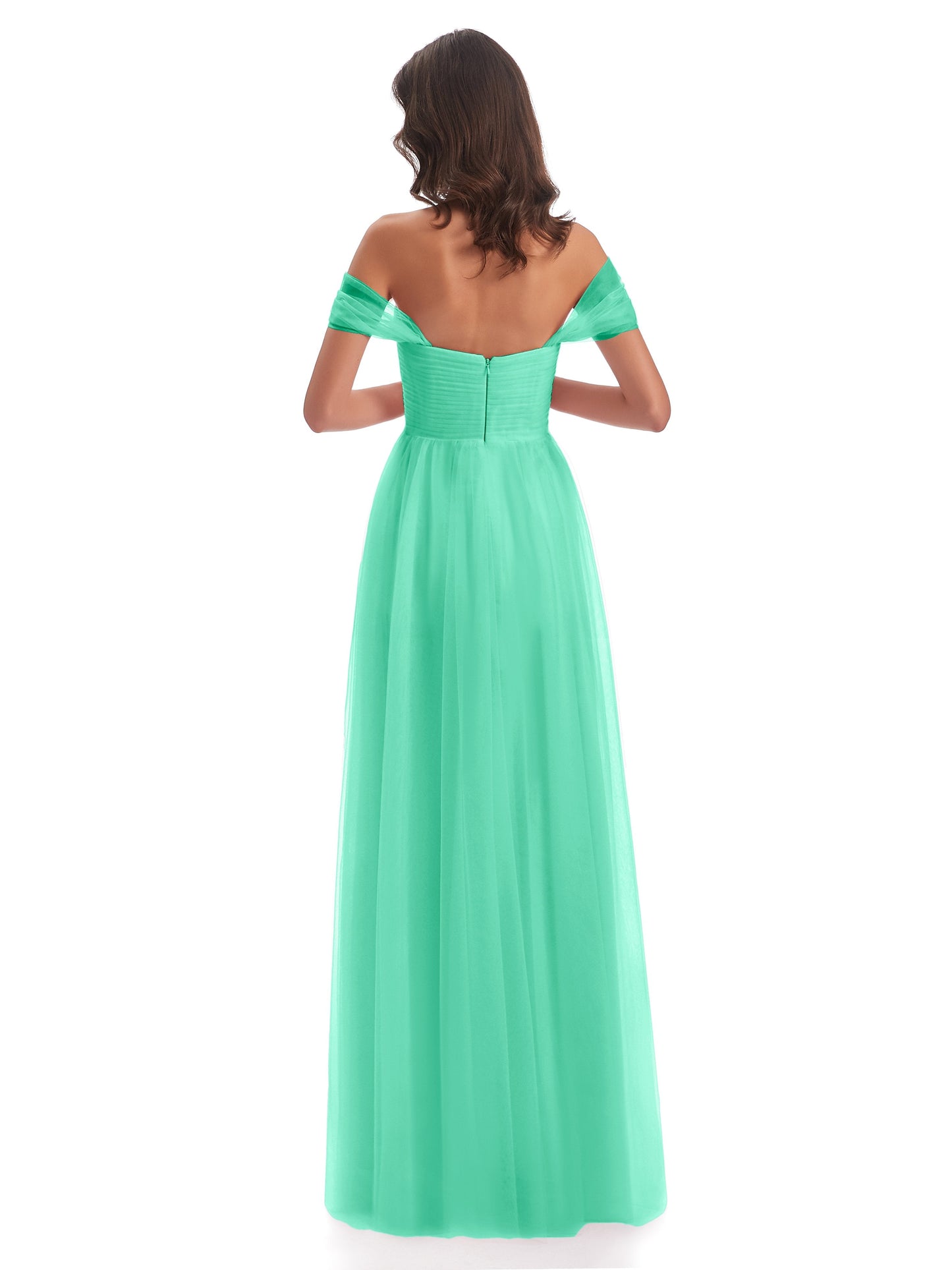 Evelyn Off The Shoulder Tulle Long Bridesmaid Dresses