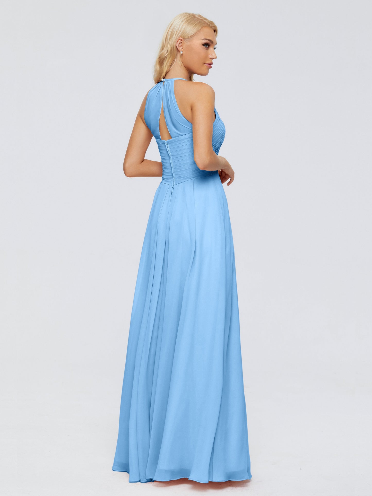 Finley A-line Halter Chiffon Bridesmaid Dresses