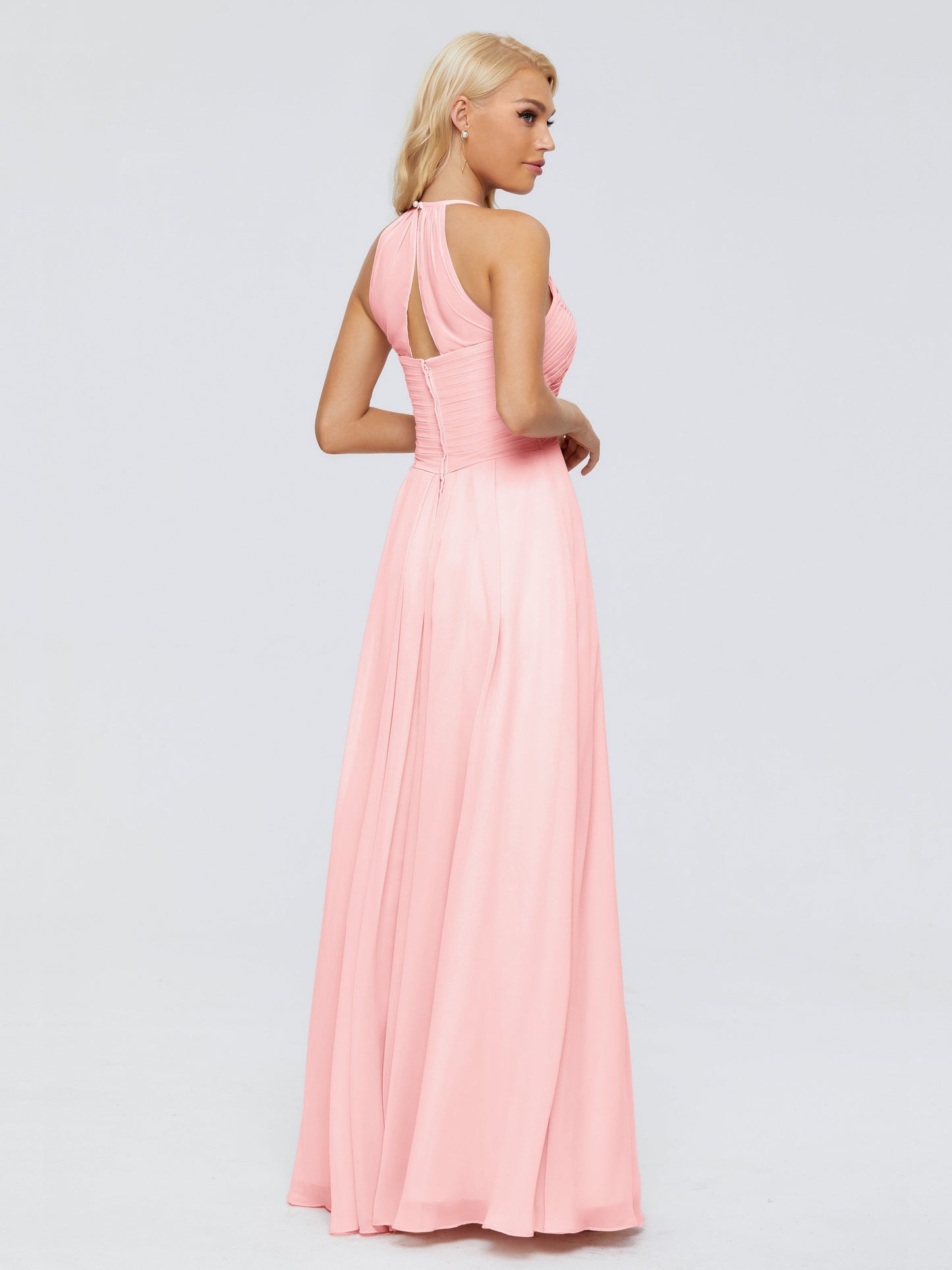 Finley A-line Halter Chiffon Bridesmaid Dresses