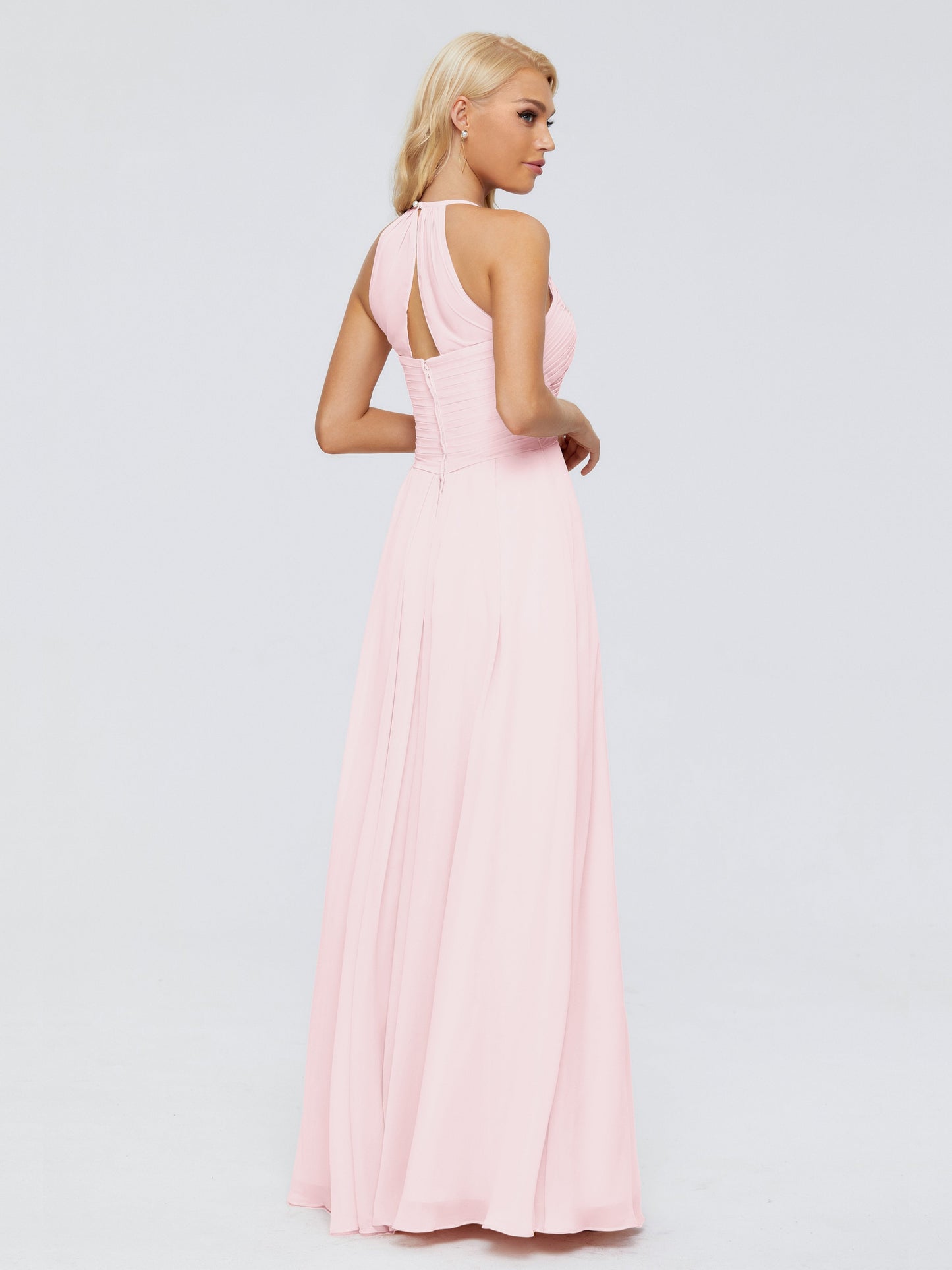 Finley A-line Halter Chiffon Bridesmaid Dresses
