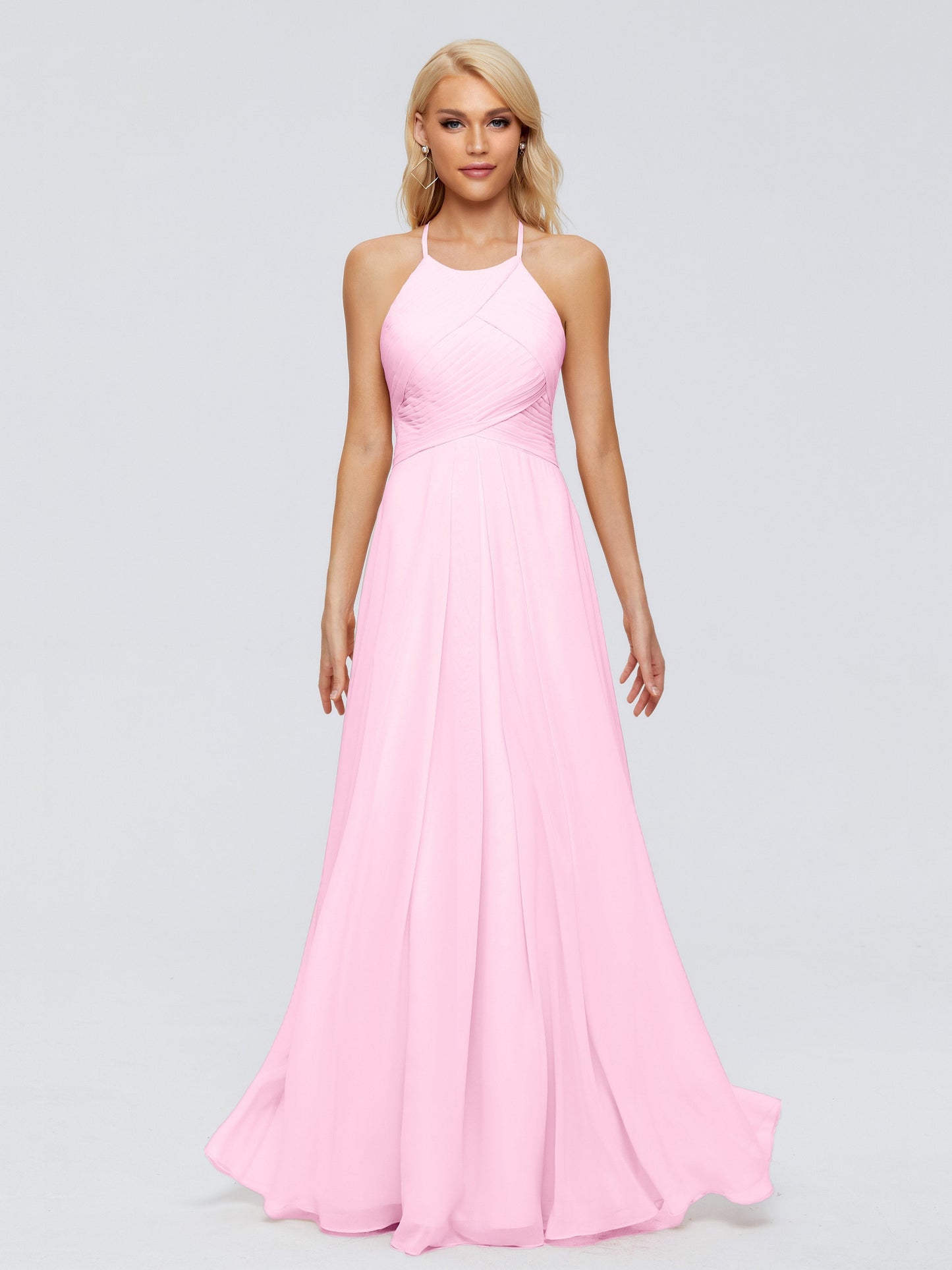 Finley A-line Halter Chiffon Bridesmaid Dresses