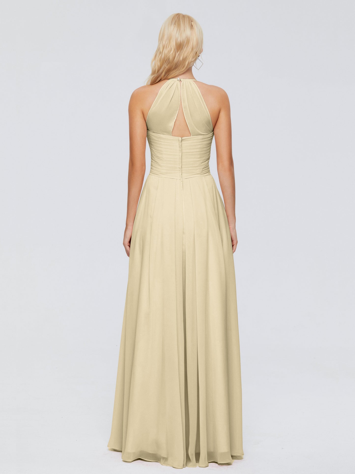 Finley A-line Halter Chiffon Bridesmaid Dresses