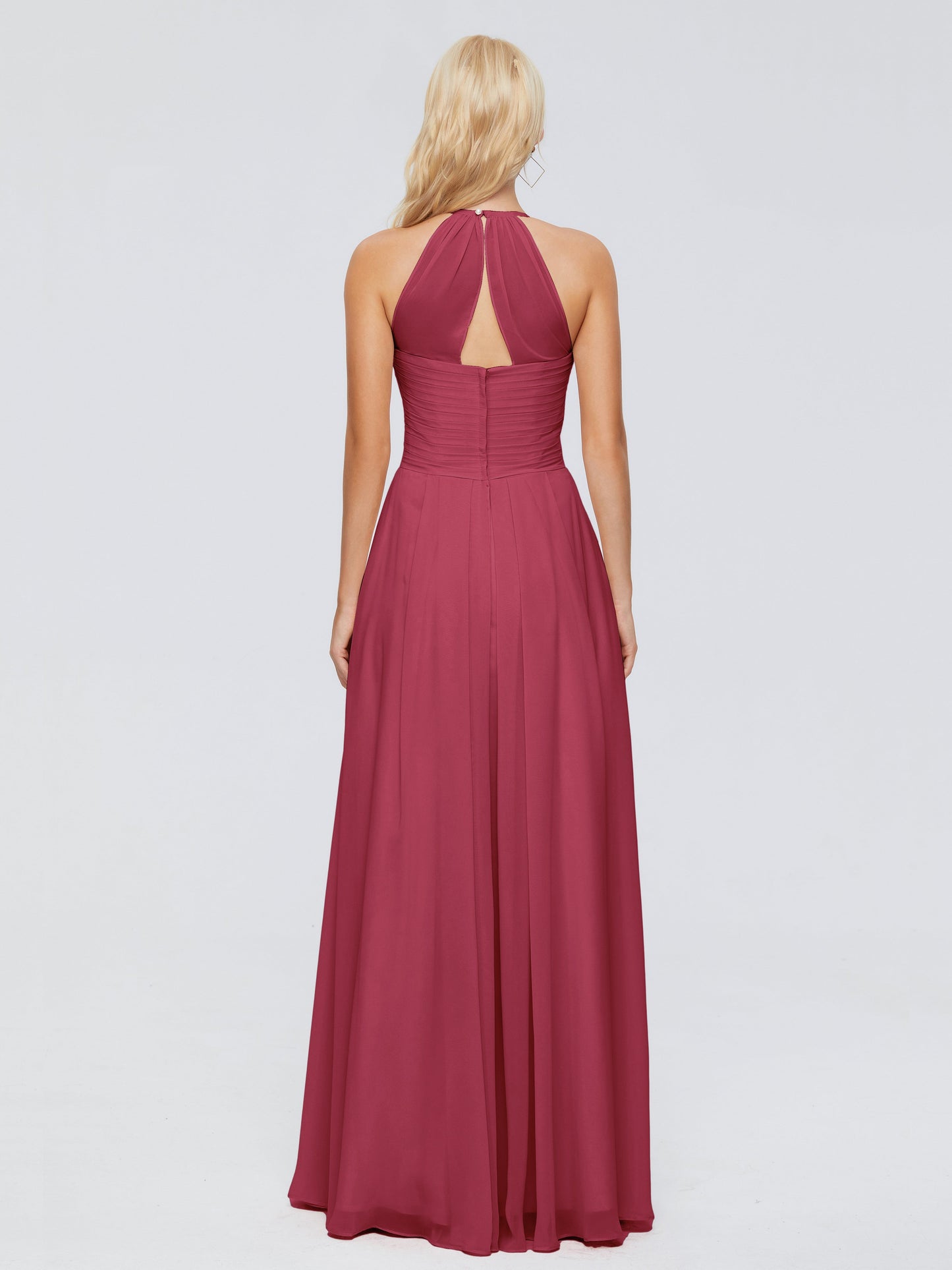 Finley A-line Halter Chiffon Bridesmaid Dresses