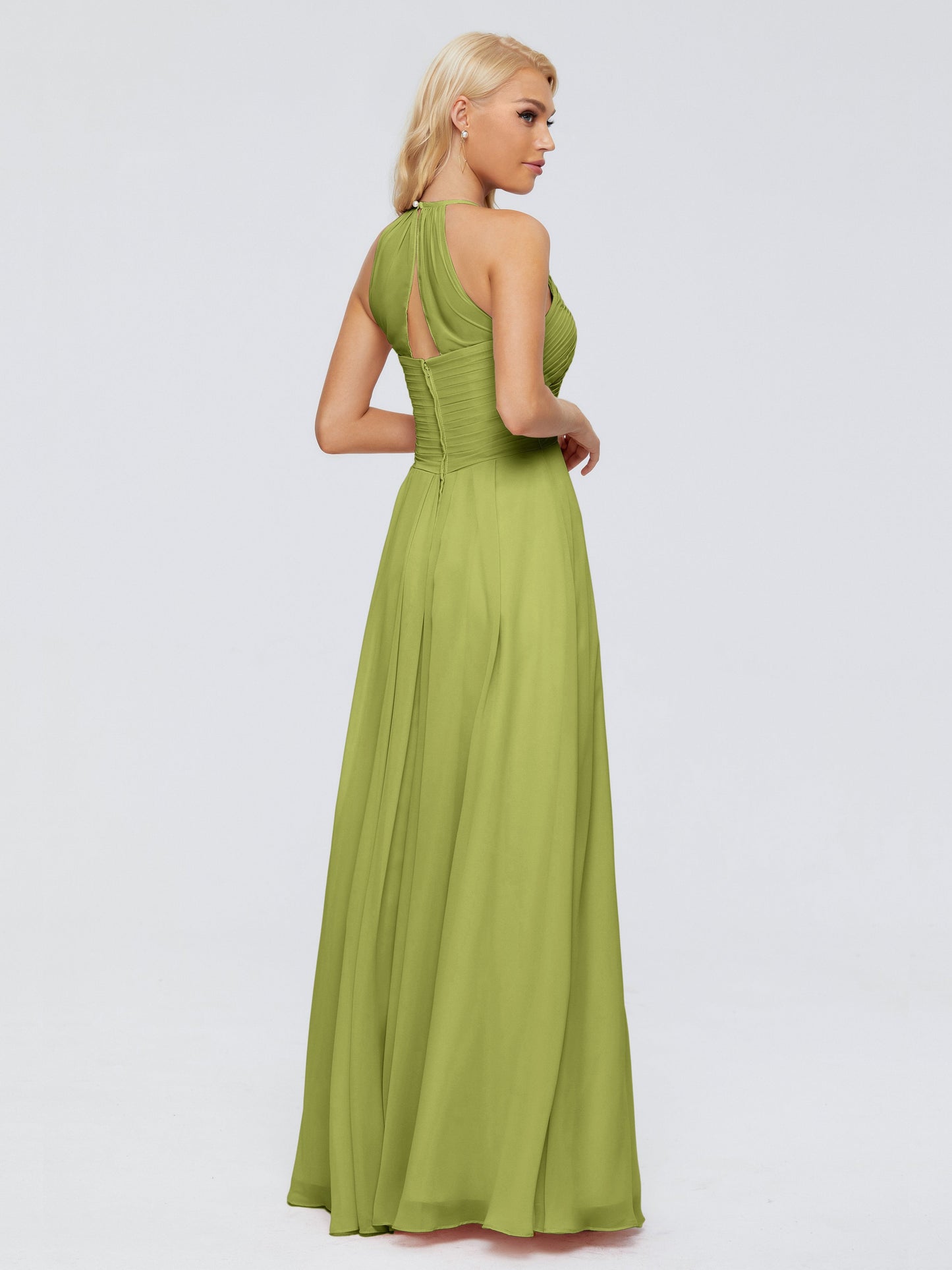 Finley A-line Halter Chiffon Bridesmaid Dresses