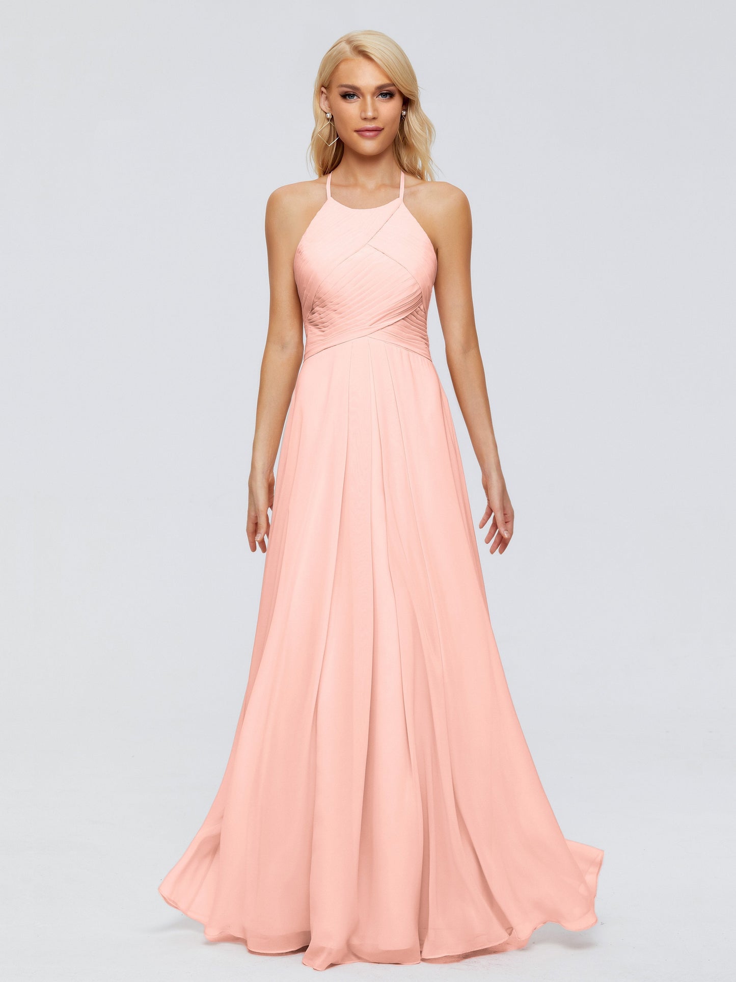 Finley A-line Halter Chiffon Bridesmaid Dresses