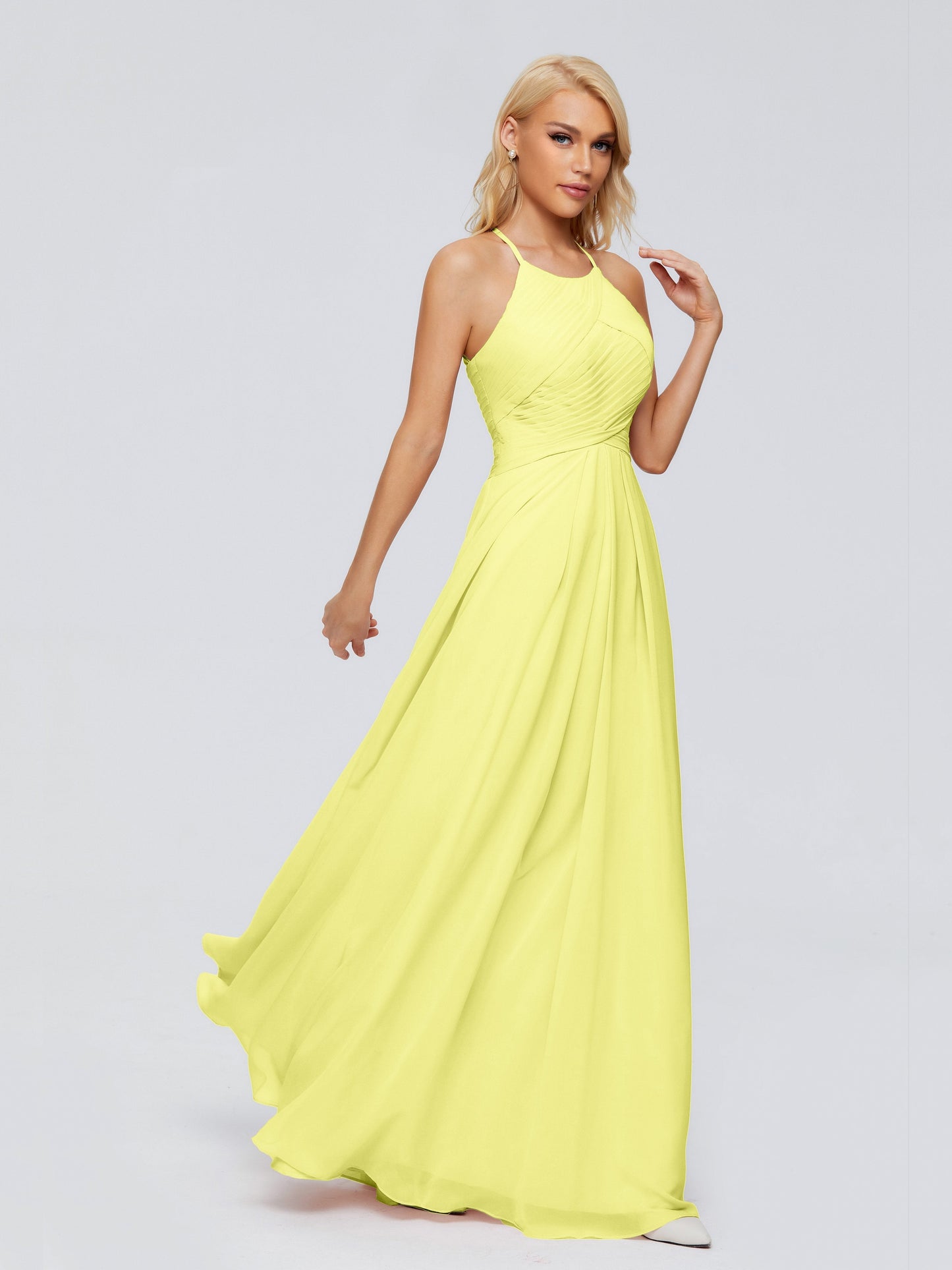 Finley A-line Halter Chiffon Bridesmaid Dresses