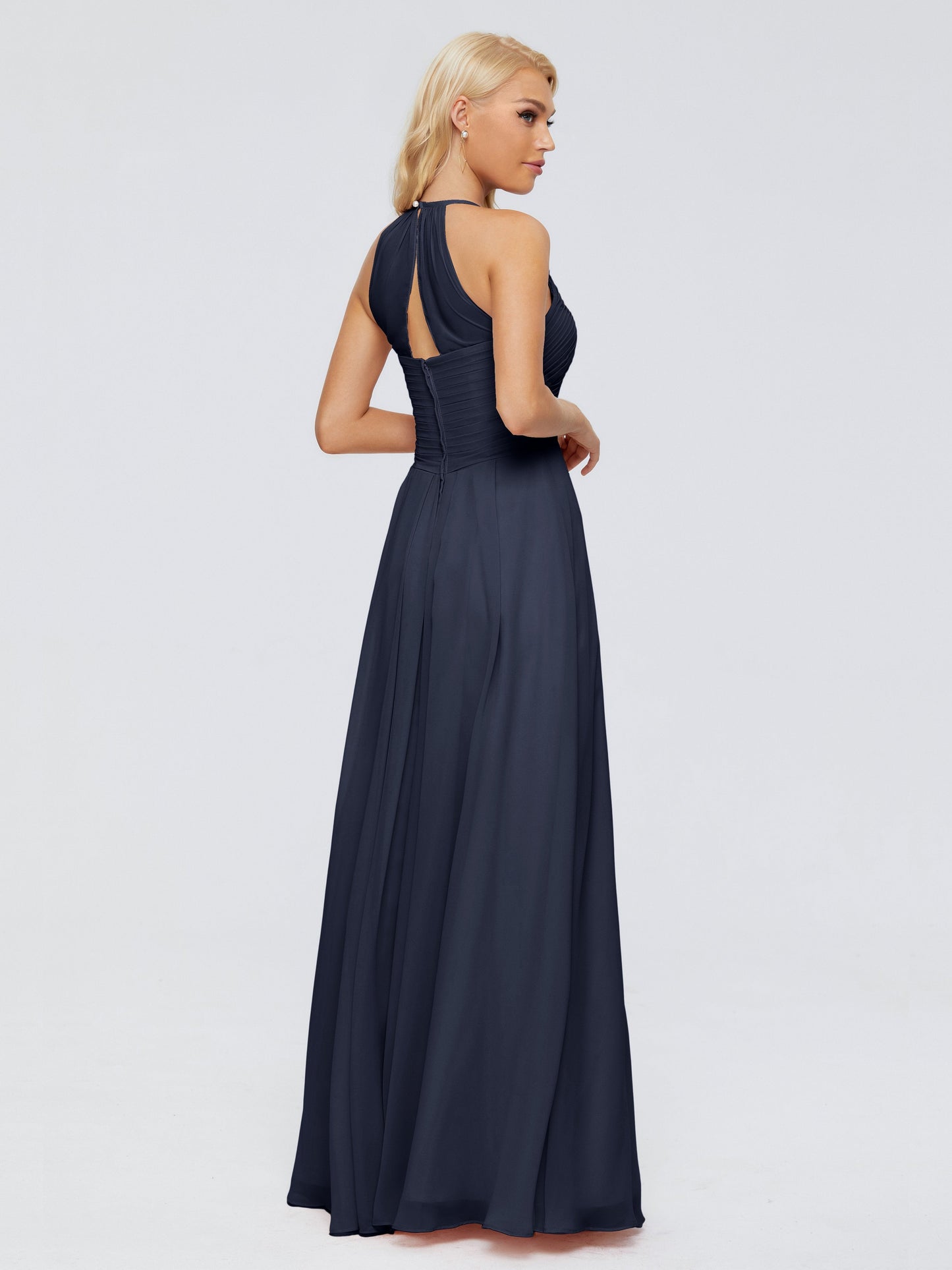 Finley A-line Halter Chiffon Bridesmaid Dresses
