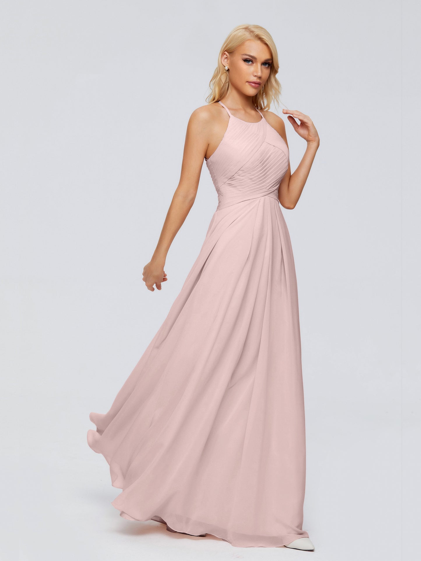 Finley A-line Halter Chiffon Bridesmaid Dresses
