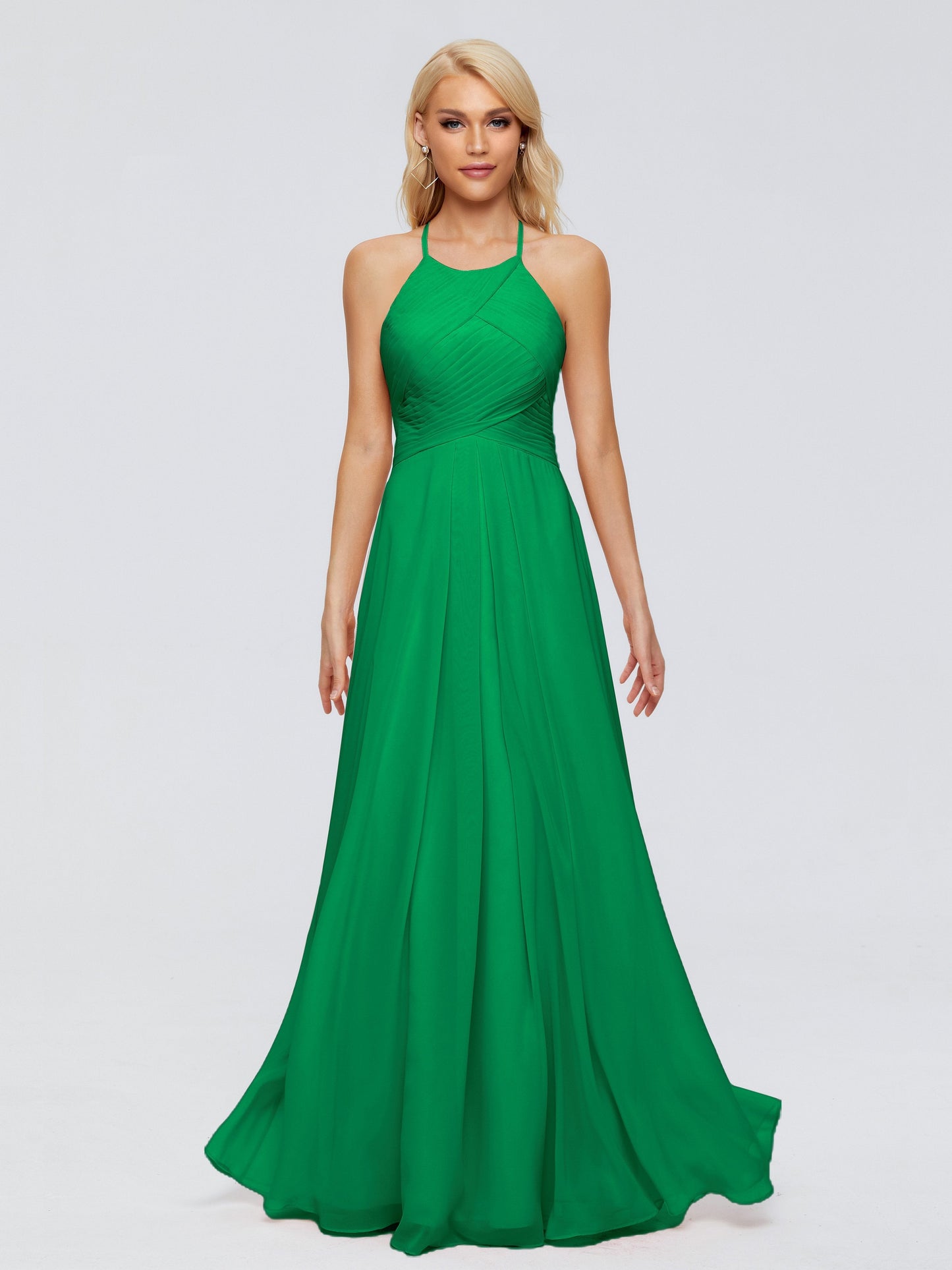 Finley A-line Halter Chiffon Bridesmaid Dresses