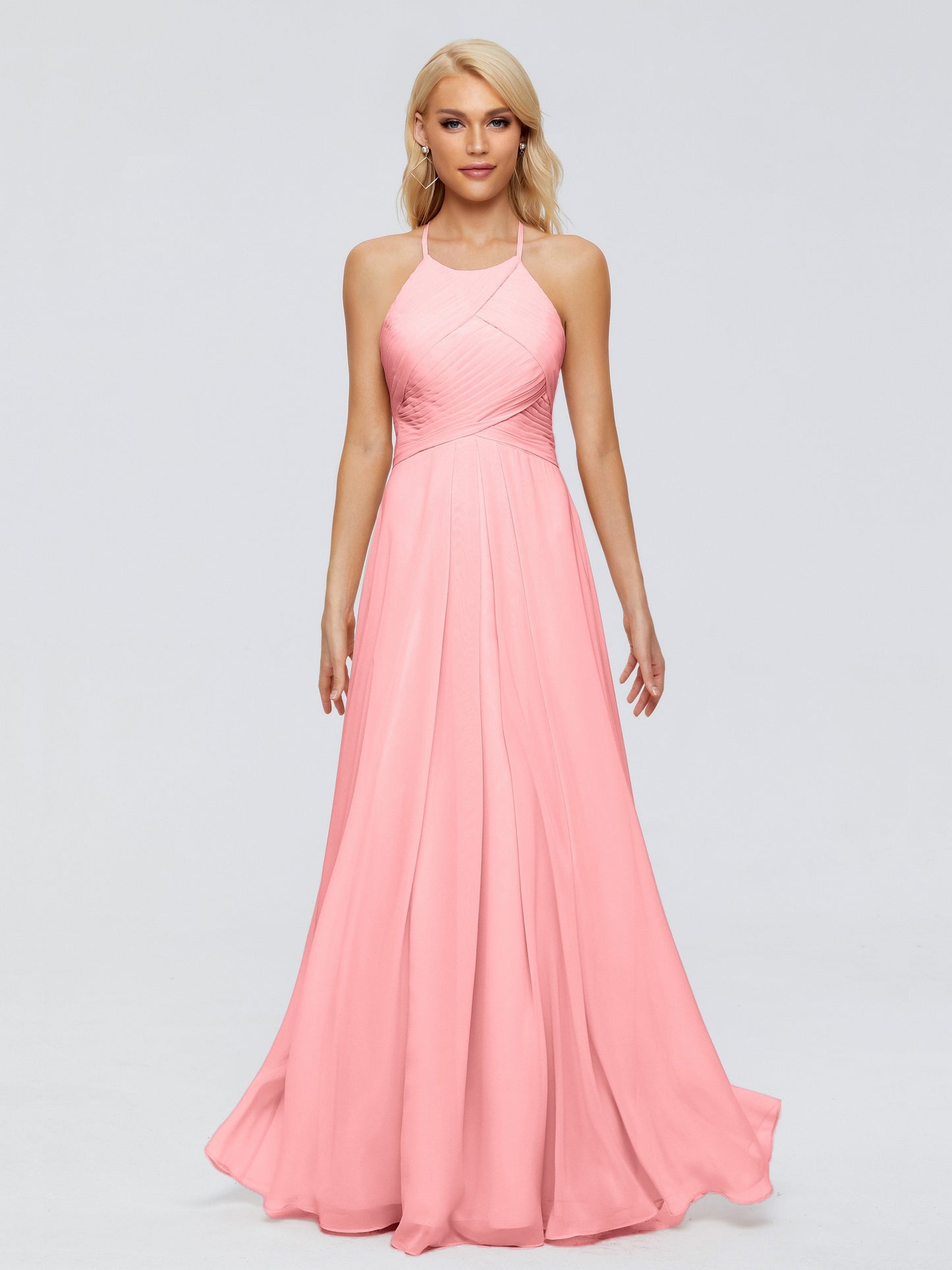 Finley A-line Halter Chiffon Bridesmaid Dresses
