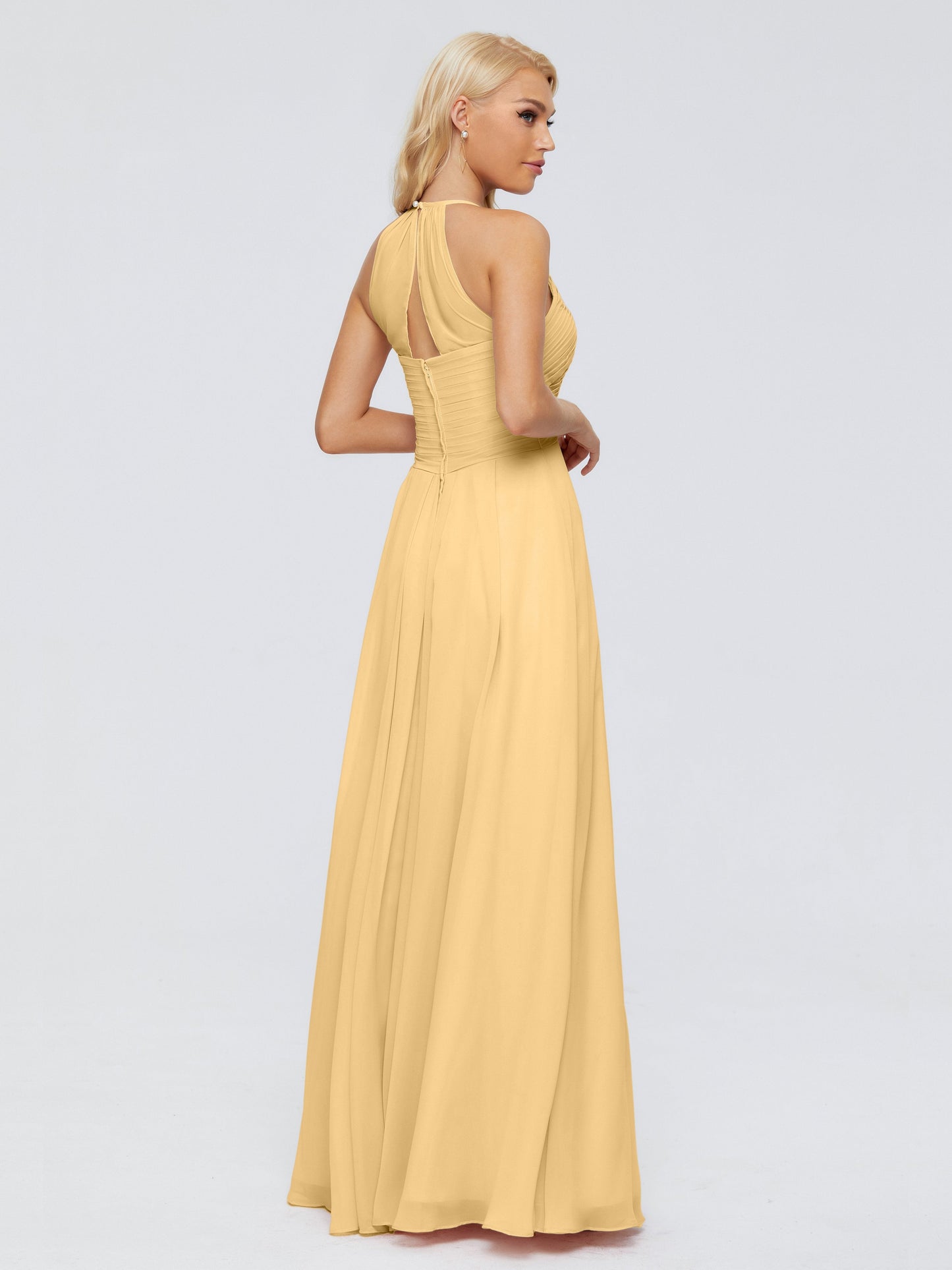 Finley A-line Halter Chiffon Bridesmaid Dresses