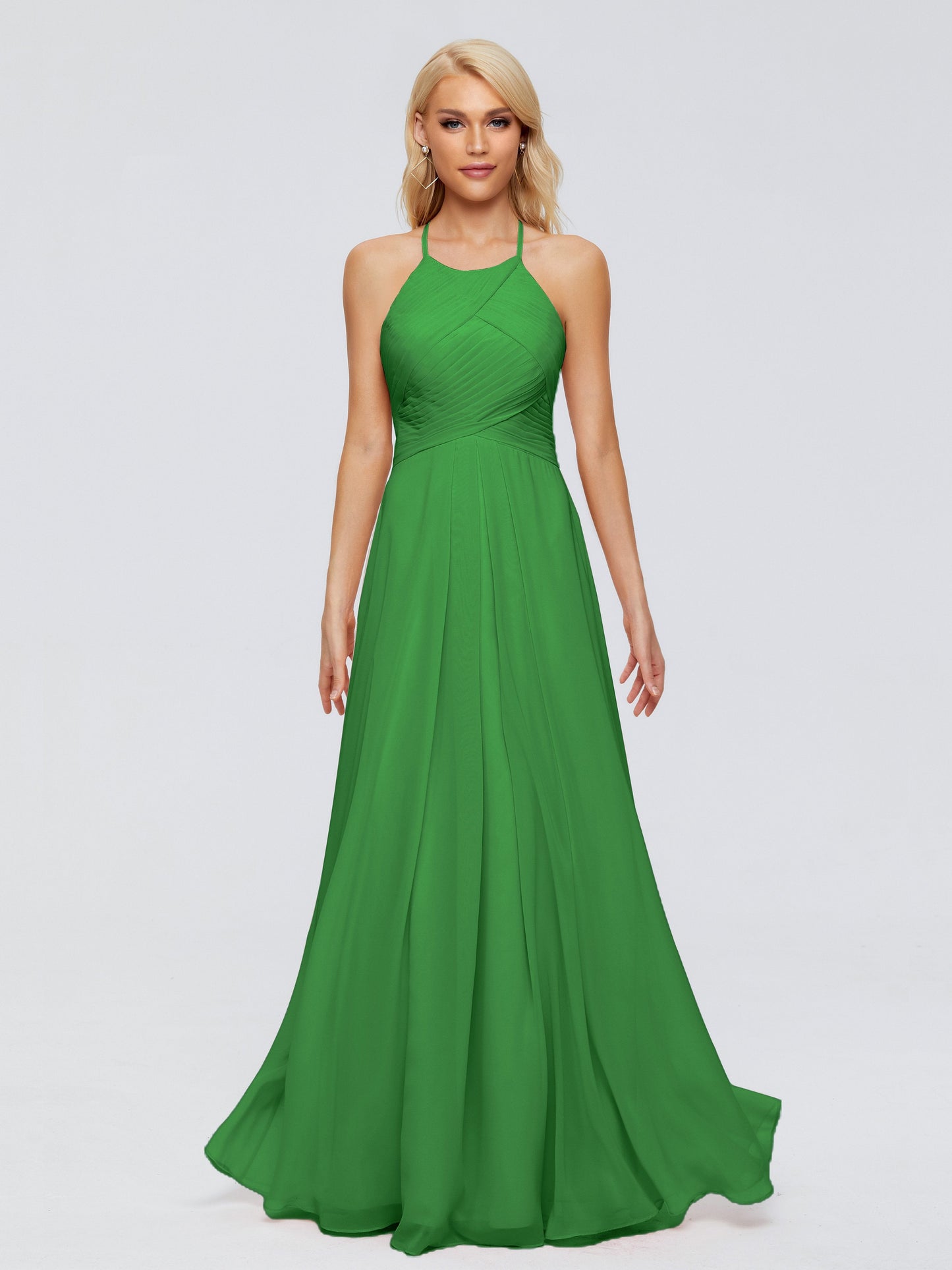 Finley A-line Halter Chiffon Bridesmaid Dresses