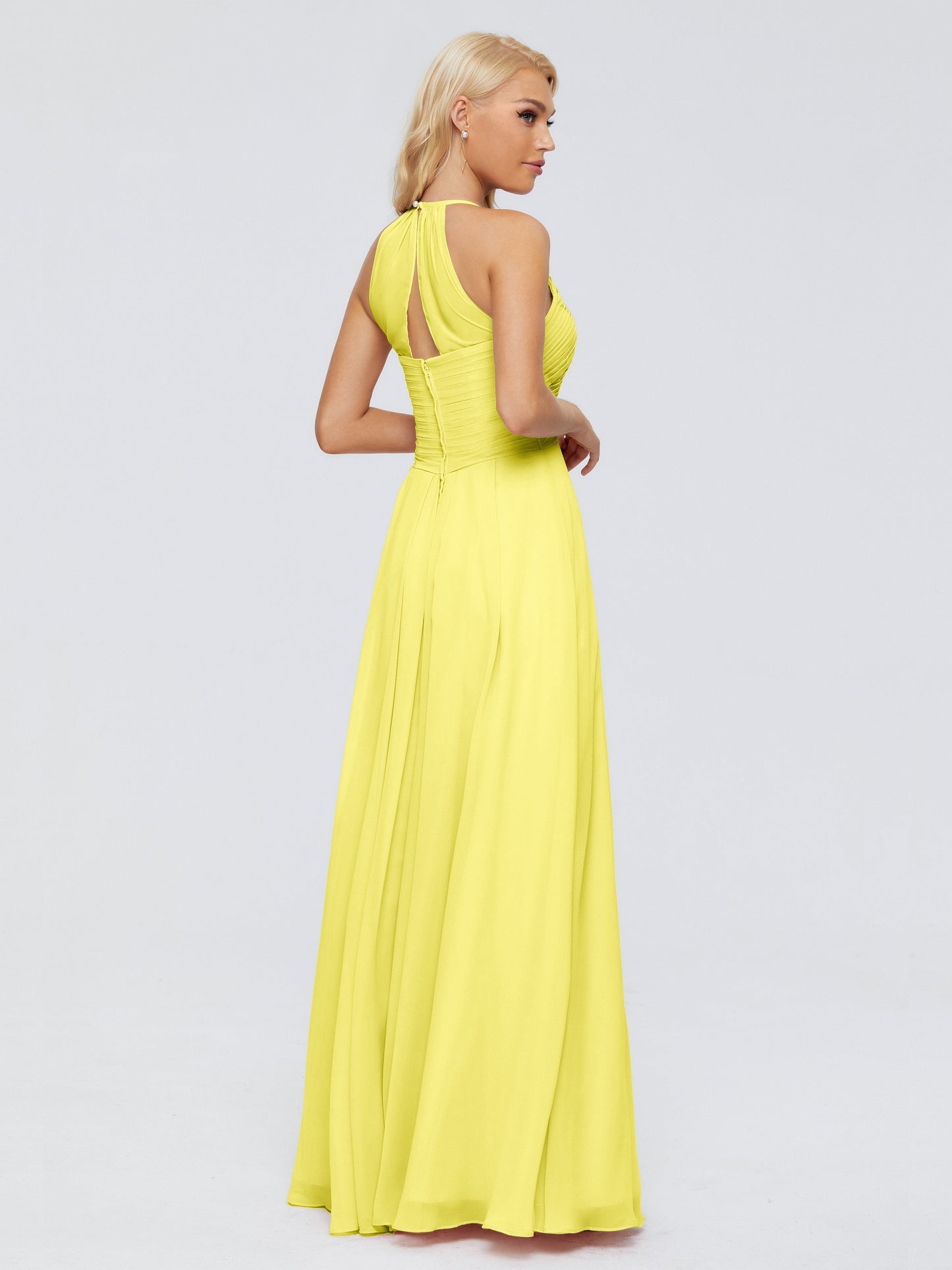 Finley A-line Halter Chiffon Bridesmaid Dresses