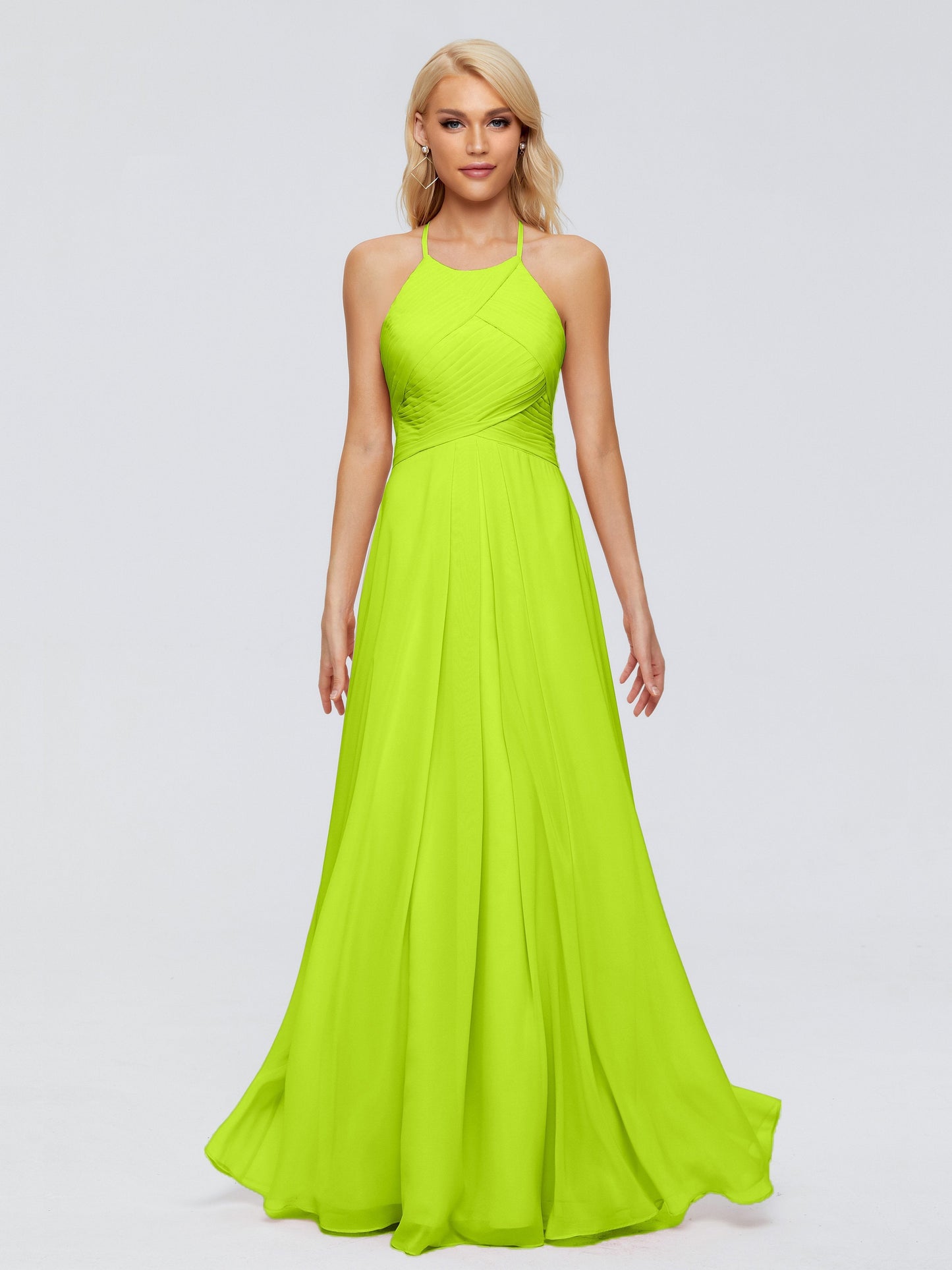 Finley A-line Halter Chiffon Bridesmaid Dresses
