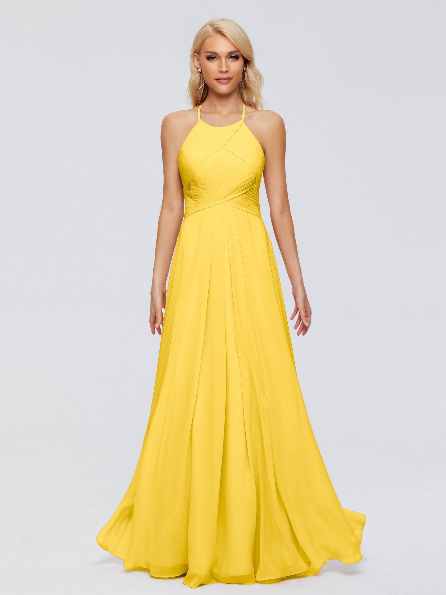 Finley A-line Halter Chiffon Bridesmaid Dresses