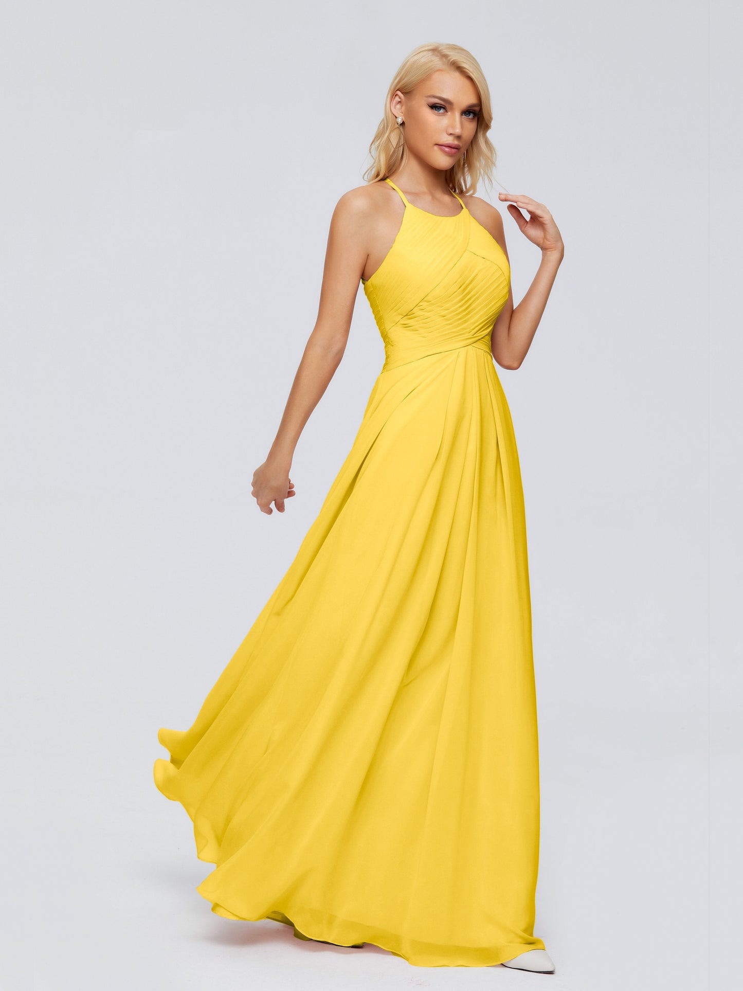 Finley A-line Halter Chiffon Bridesmaid Dresses