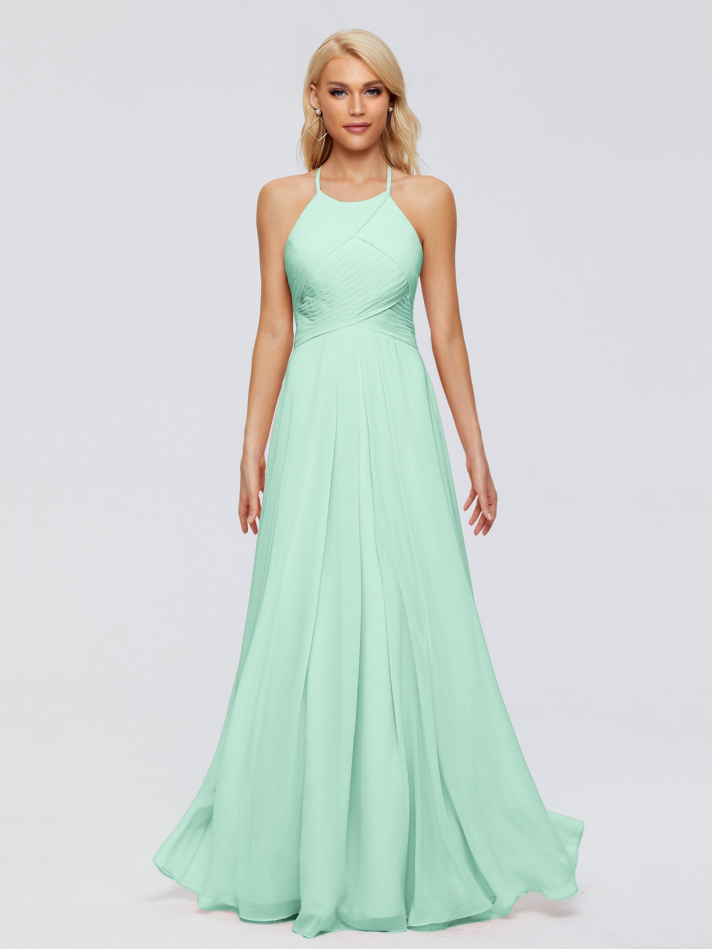 Finley A-line Halter Chiffon Bridesmaid Dresses