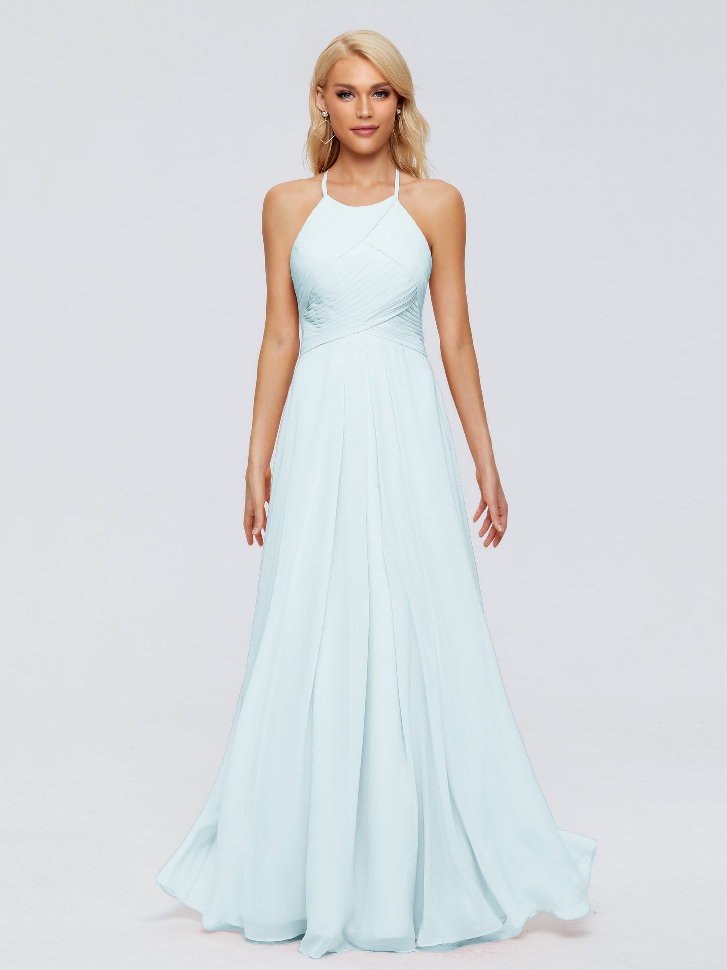 Finley A-line Halter Chiffon Bridesmaid Dresses